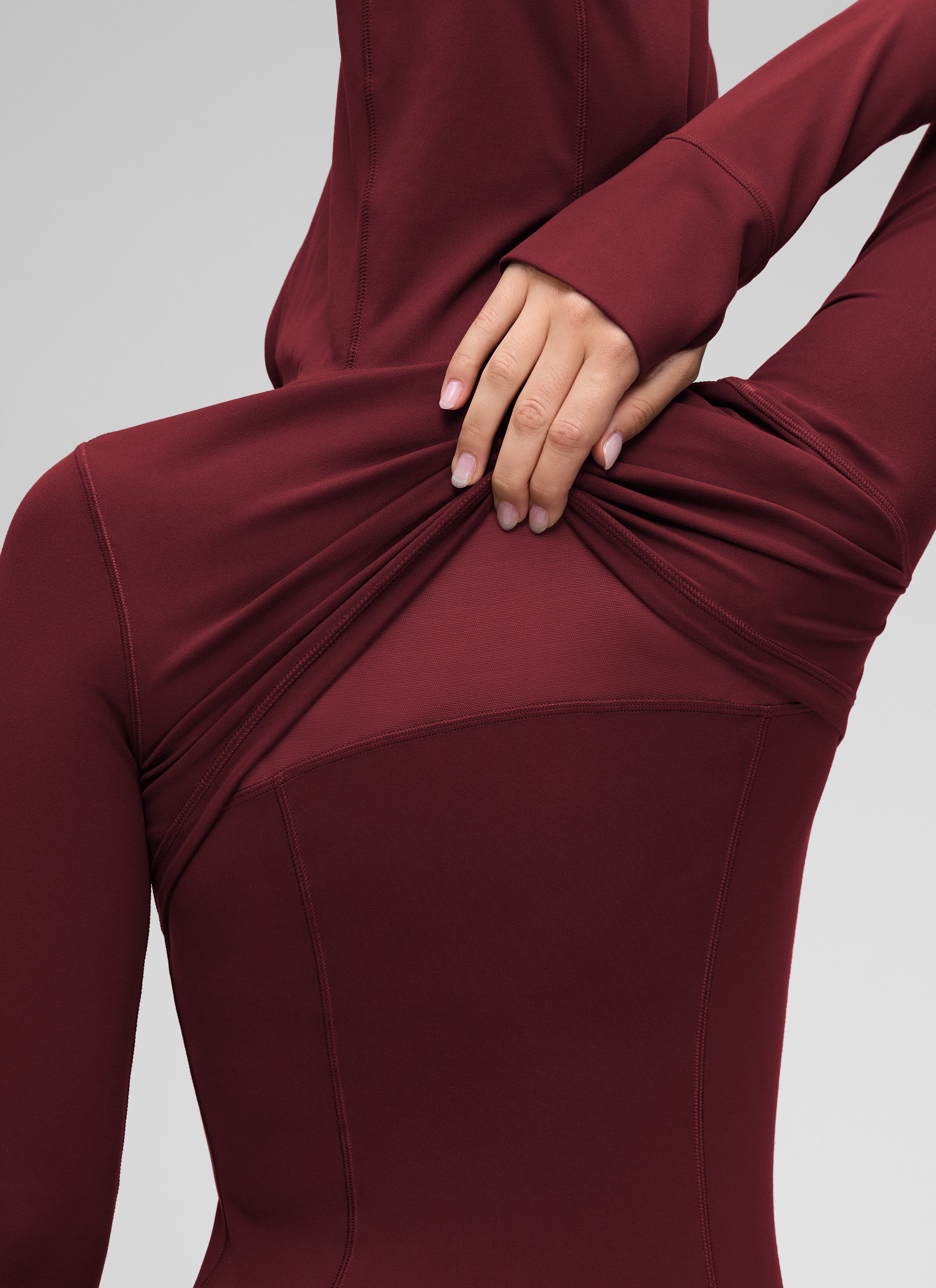 CRZ YOGA Damen Butterluxe Voll Reißverschluss Hoodie mit Daumenloch Roter Merlot