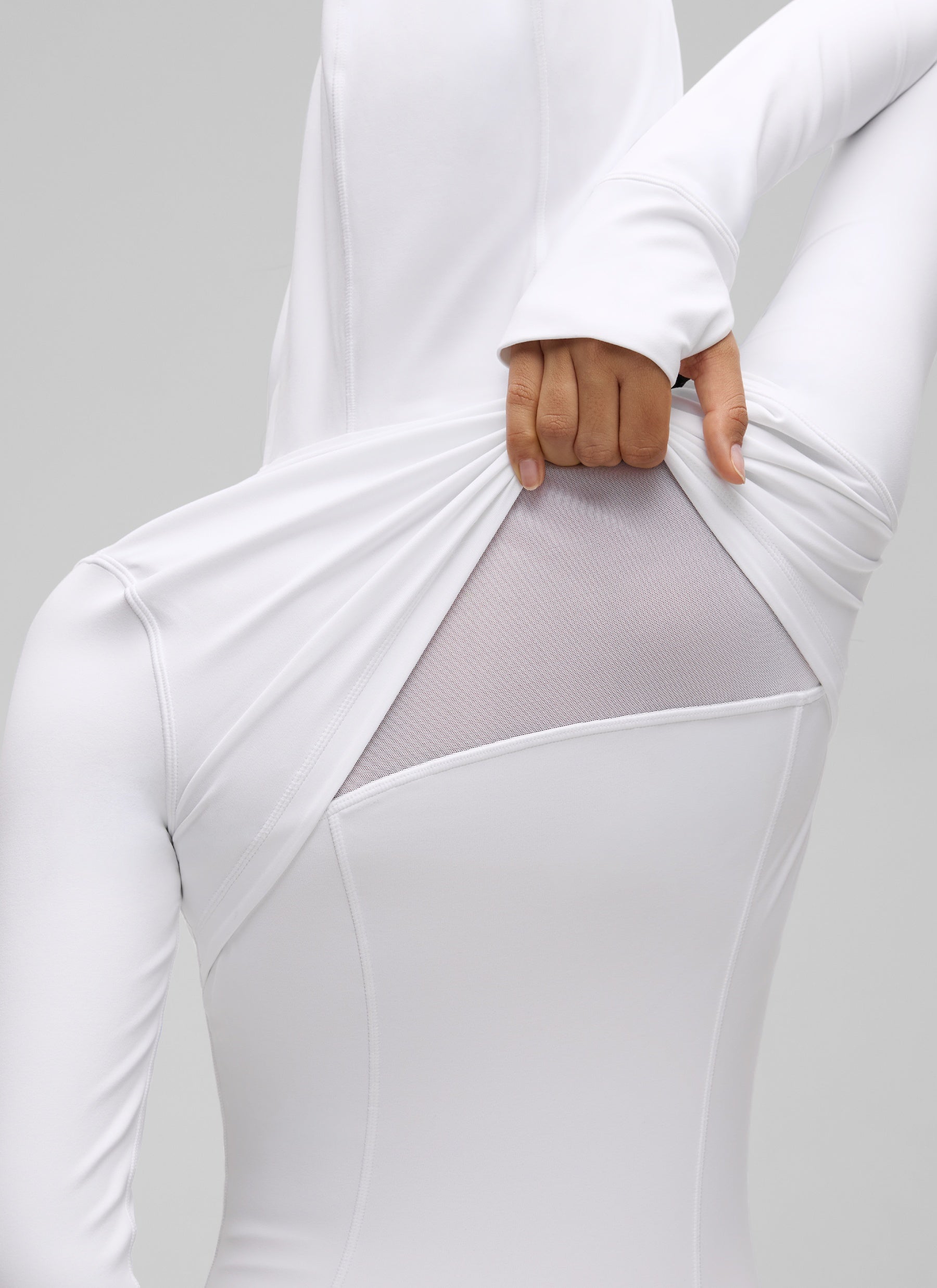 CRZ YOGA Damen Butterluxe Voll Reißverschluss Hoodie mit Daumenloch Weiss