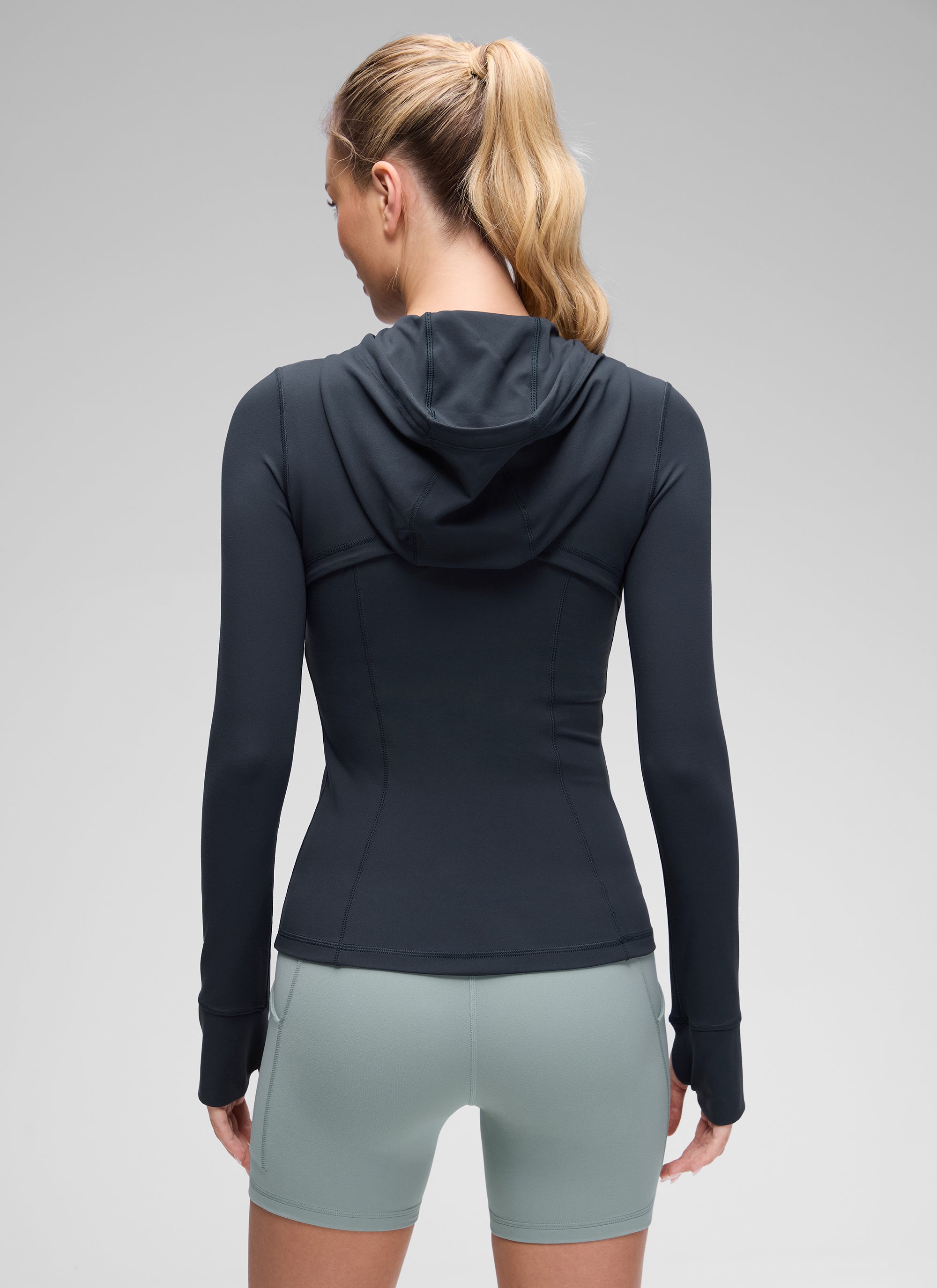 CRZ YOGA Damen Butterluxe Voll Reißverschluss Hoodie mit Daumenloch Echte Marine