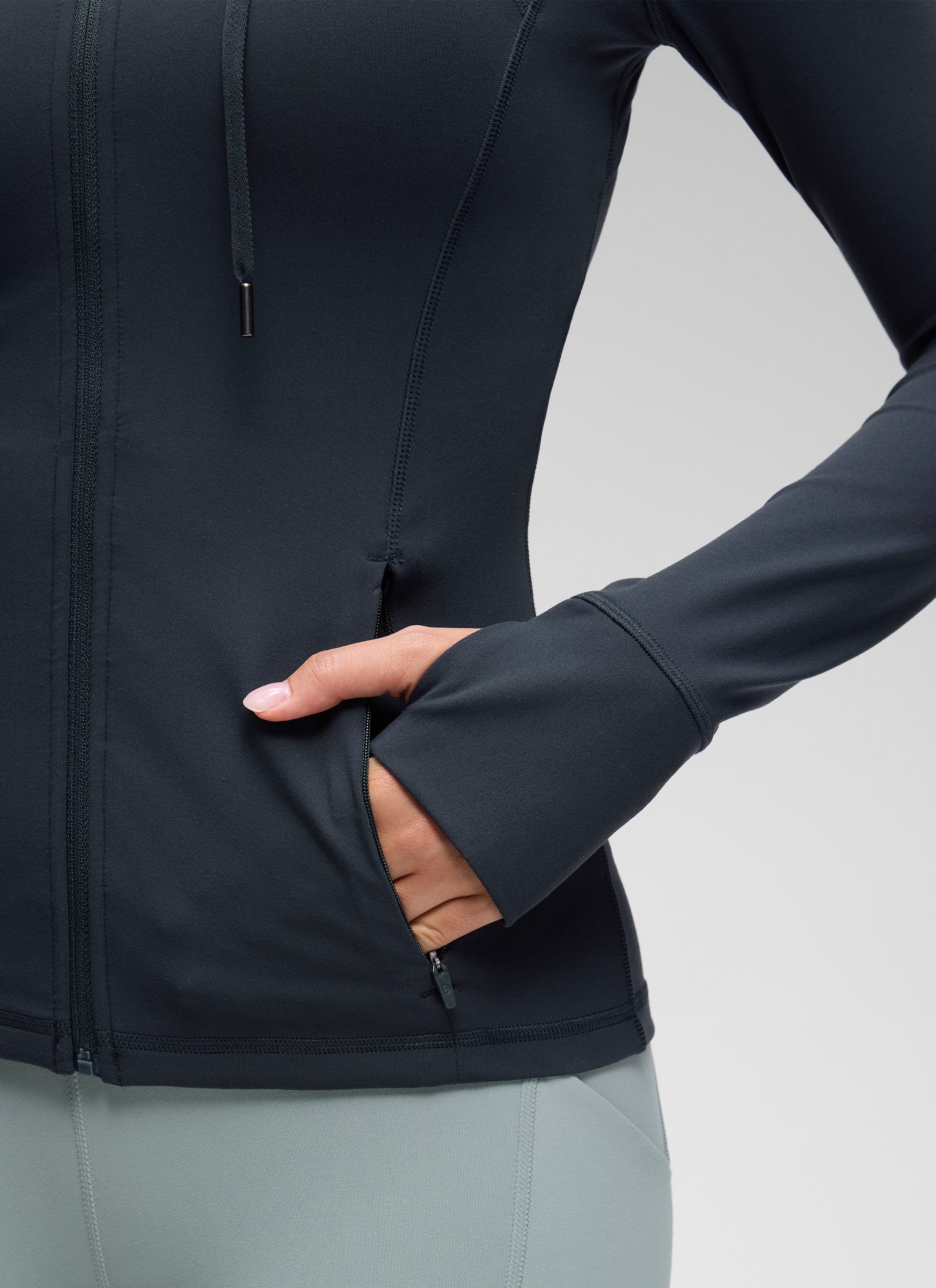 CRZ YOGA Damen Butterluxe Voll Reißverschluss Hoodie mit Daumenloch Echte Marine
