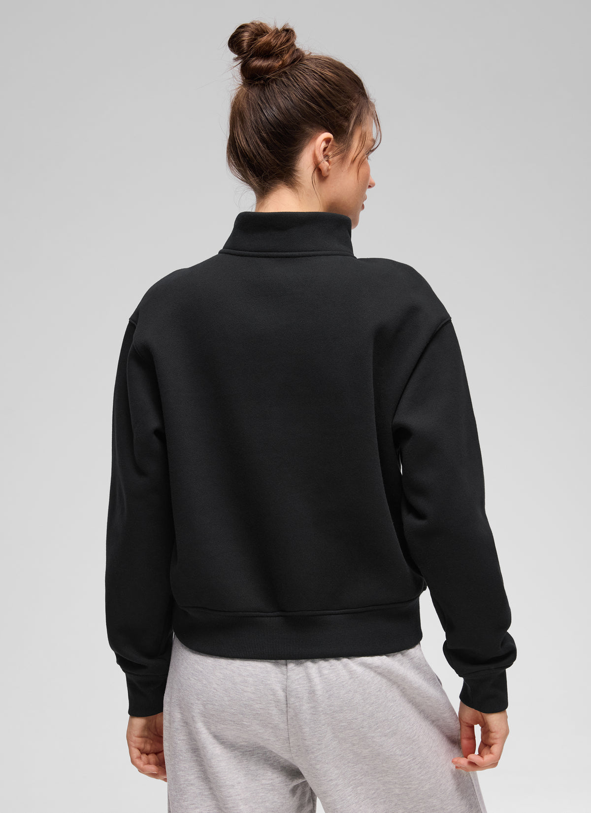 CRZ YOGA Damen Fleece Gefüttert Halber Reißverschluss Sweatshirt Schwarz @model_info:Kerr