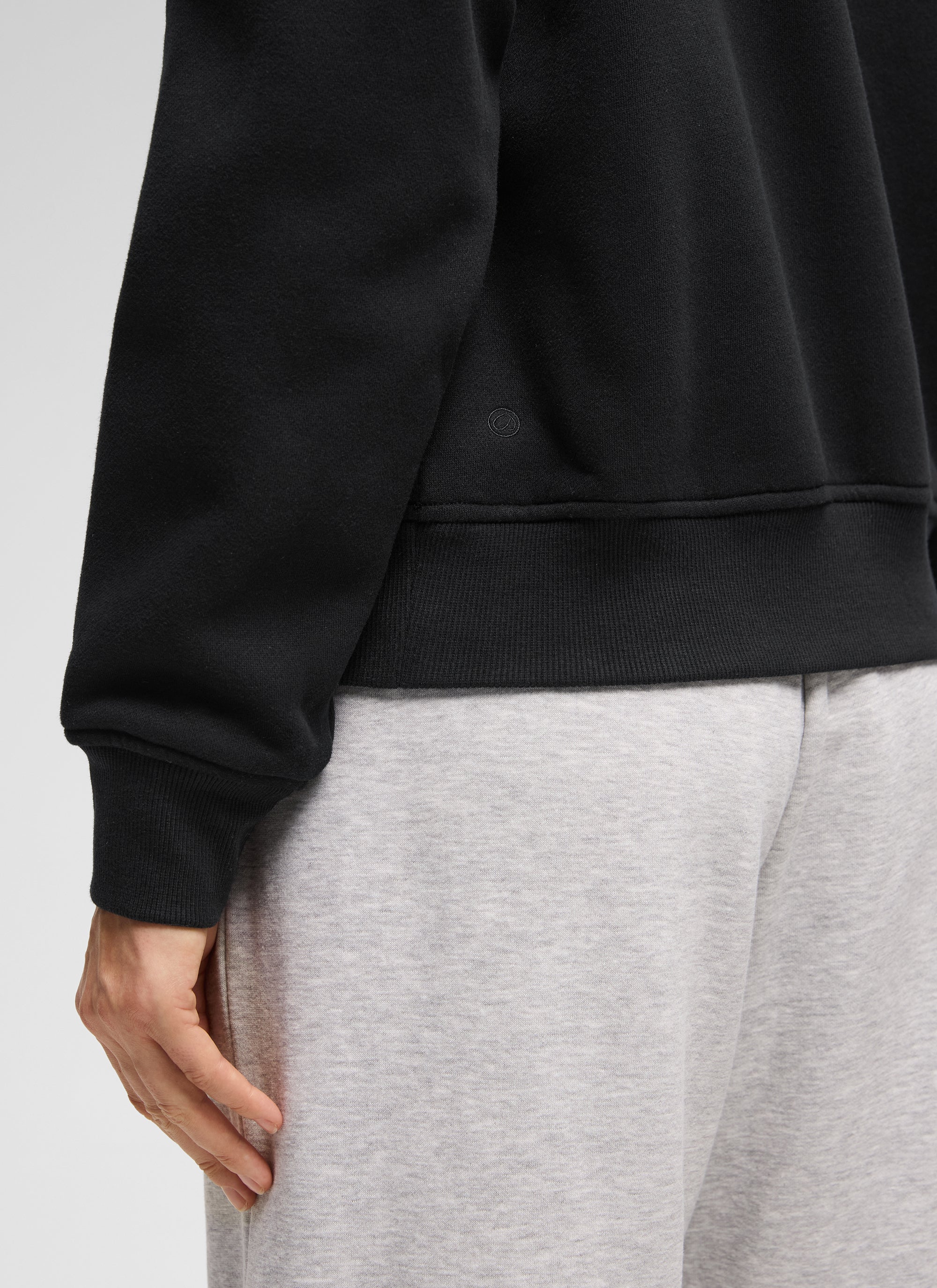 CRZ YOGA Damen Fleece Gefüttert Halber Reißverschluss Sweatshirt Schwarz @model_info:Kerr
