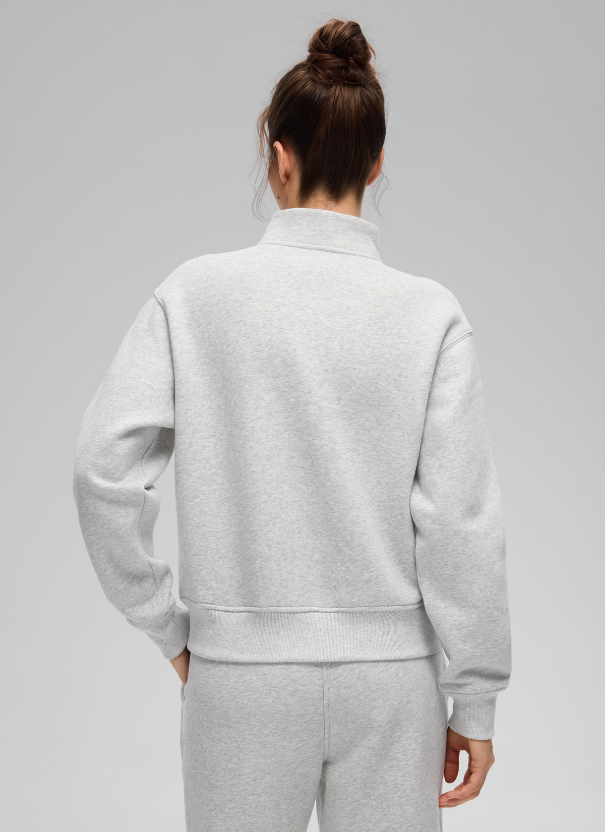 CRZ YOGA Damen Fleece Gefüttert Halber Reißverschluss Sweatshirt Taubengraues Heidekraut @model_info:Kerr
