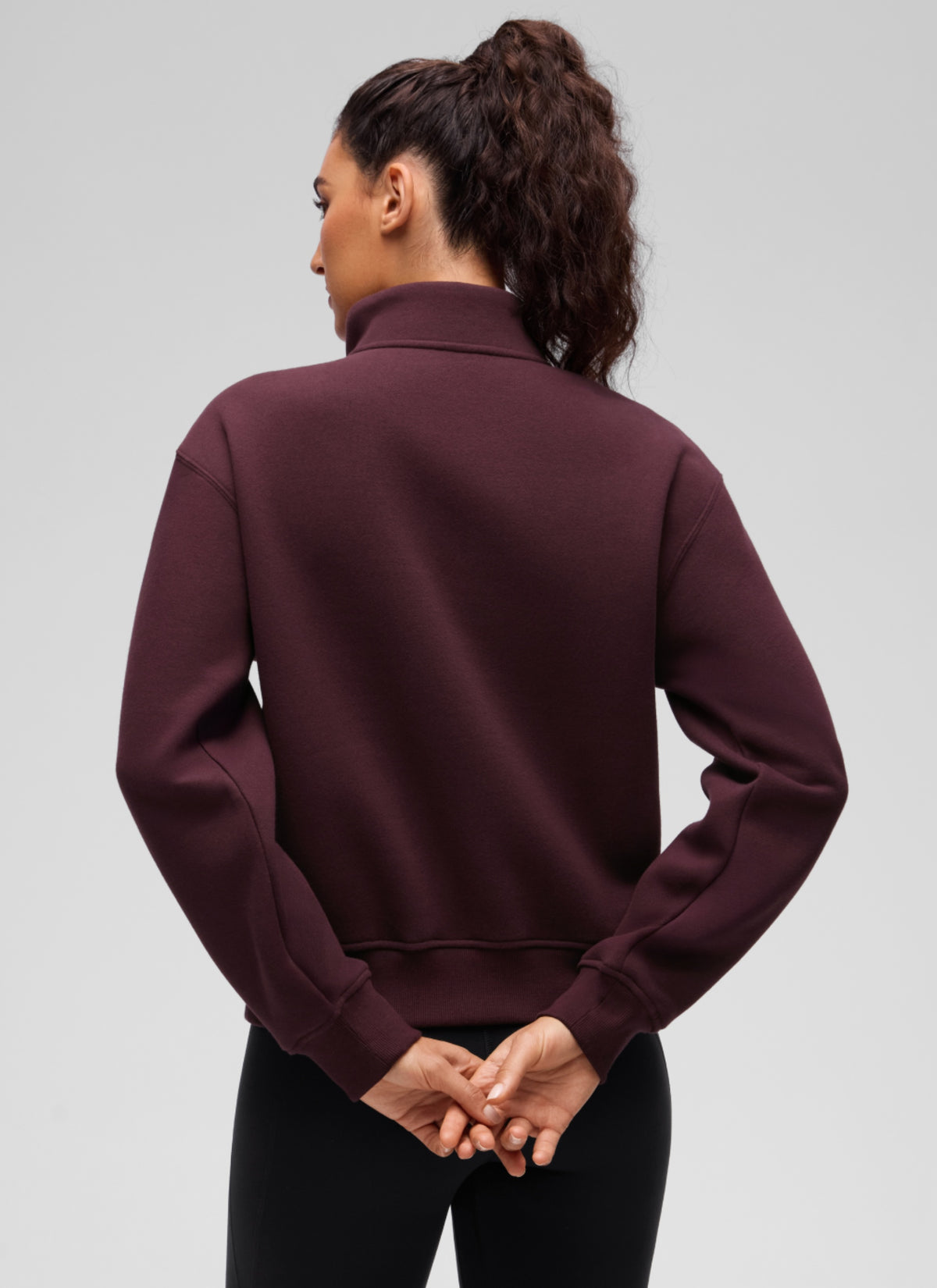 CRZ YOGA Damen Fleece Gefüttert Halber Reißverschluss Sweatshirt Reife Pflaume @model_info:V