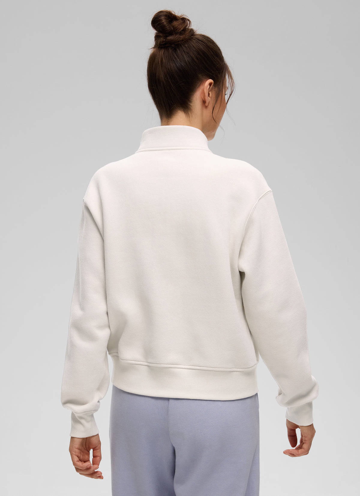 CRZ YOGA Damen Fleece Gefüttert Halber Reißverschluss Sweatshirt Milchig Weiß @model_info:Kerr