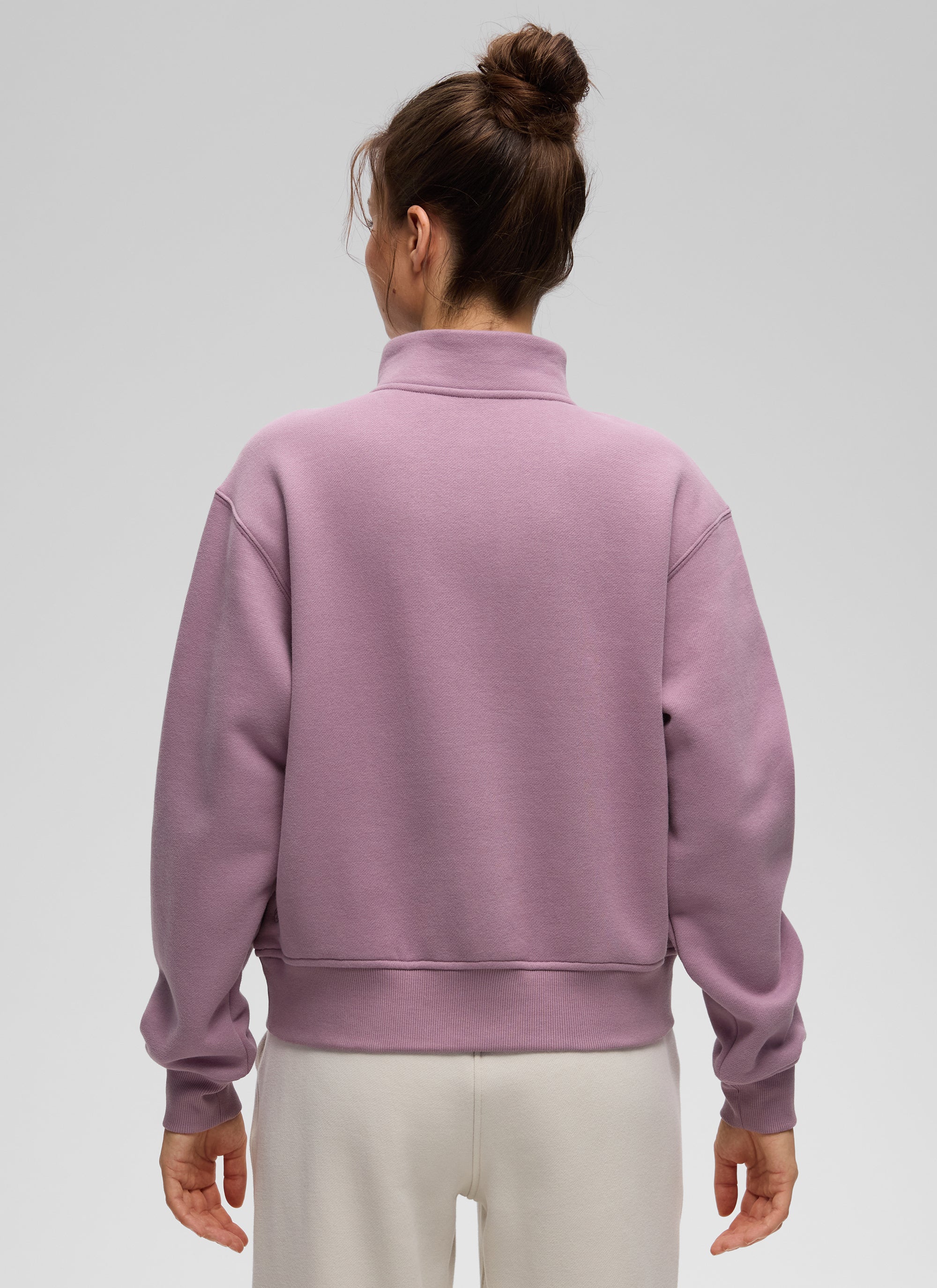 CRZ YOGA Damen Fleece Gefüttert Halber Reißverschluss Sweatshirt Lavendel Hell @model_info:Kerr