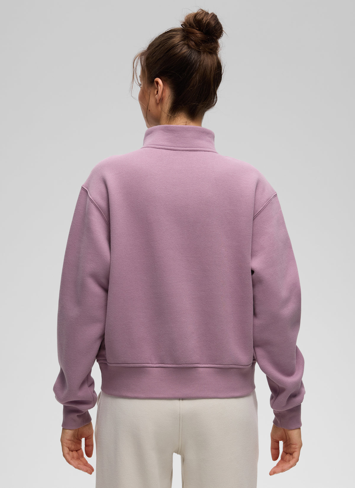 CRZ YOGA Damen Fleece Gefüttert Halber Reißverschluss Sweatshirt Lavendel Hell @model_info:Kerr