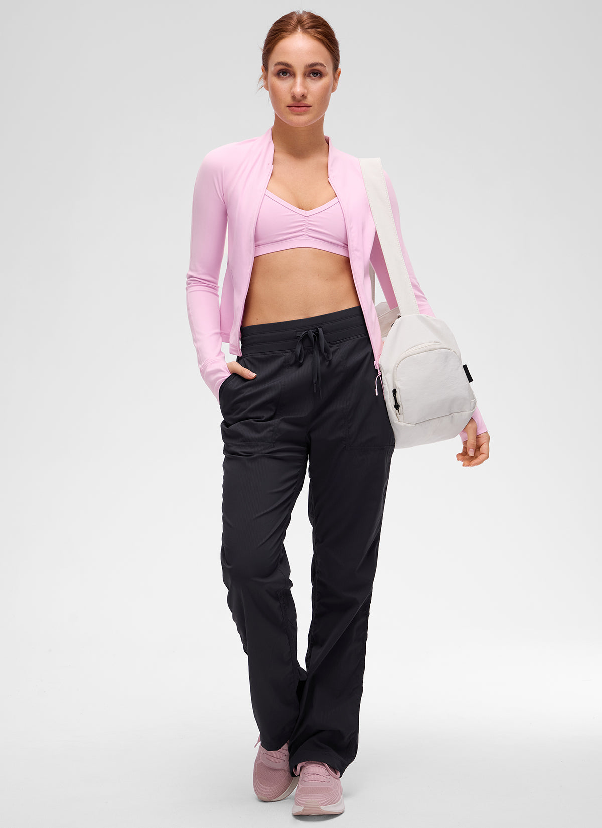 CRZ YOGA Damen Butterluxe V-Neck taillenlang Jacke mit Taschen Vita Rosa