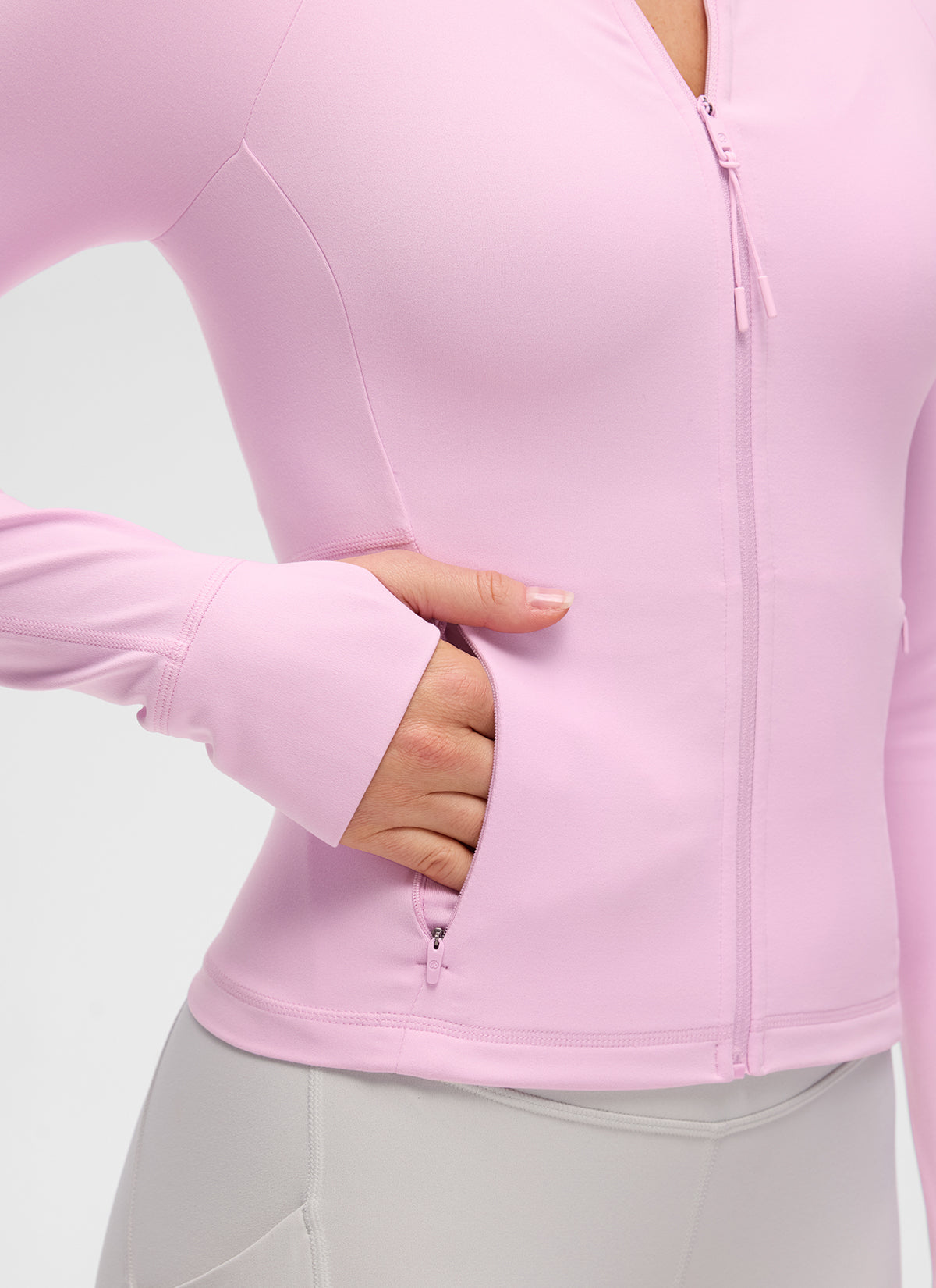 CRZ YOGA Damen Butterluxe V-Neck taillenlang Jacke mit Taschen Vita Rosa