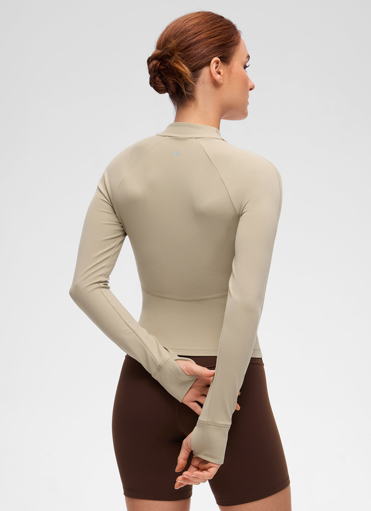 CRZ YOGA Damen Butterluxe V-Neck taillenlang Jacke mit Taschen Eiche