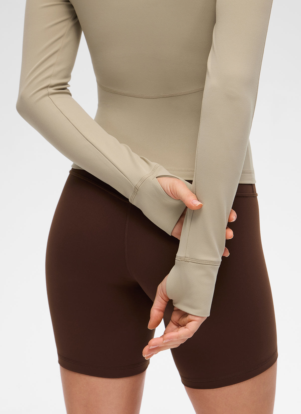 CRZ YOGA Damen Butterluxe V-Neck taillenlang Jacke mit Taschen Eiche