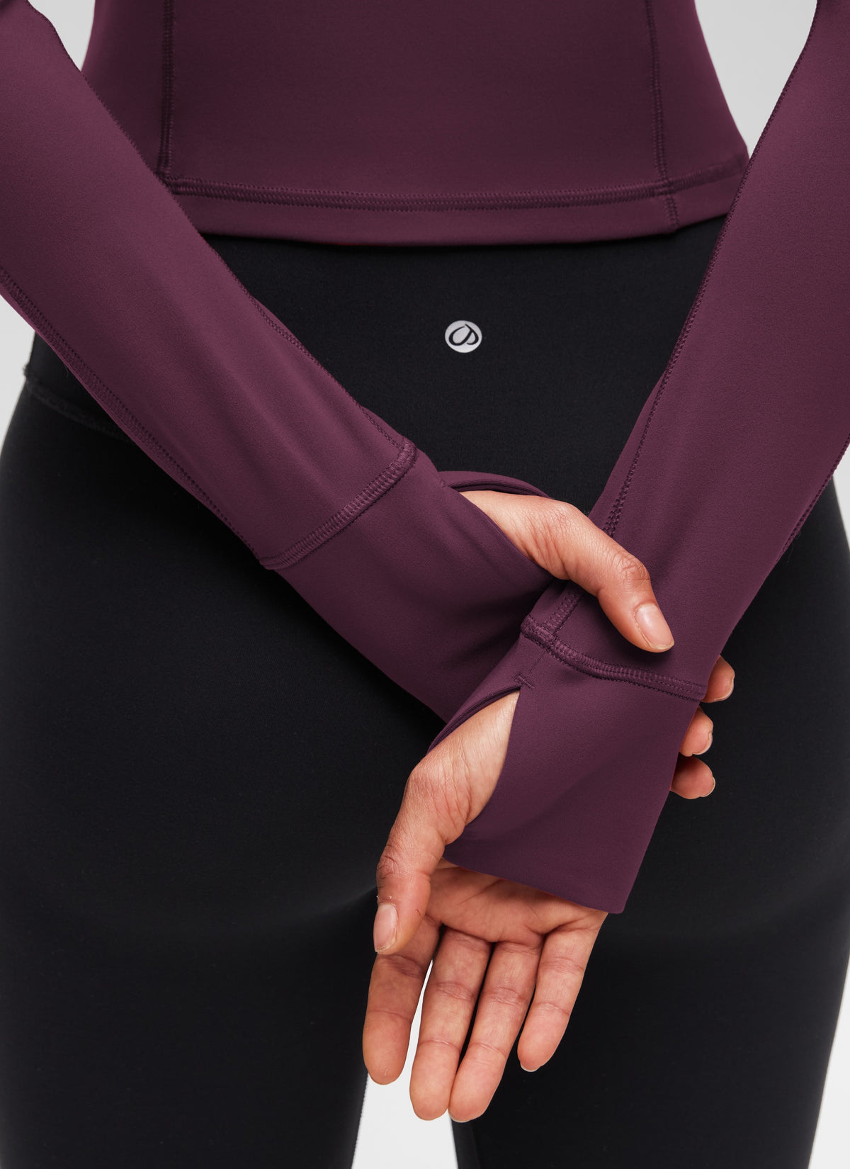 CRZ YOGA Damen Butterluxe Reißverschluss Langarmshirt mit Daumenloch Dunkellila
