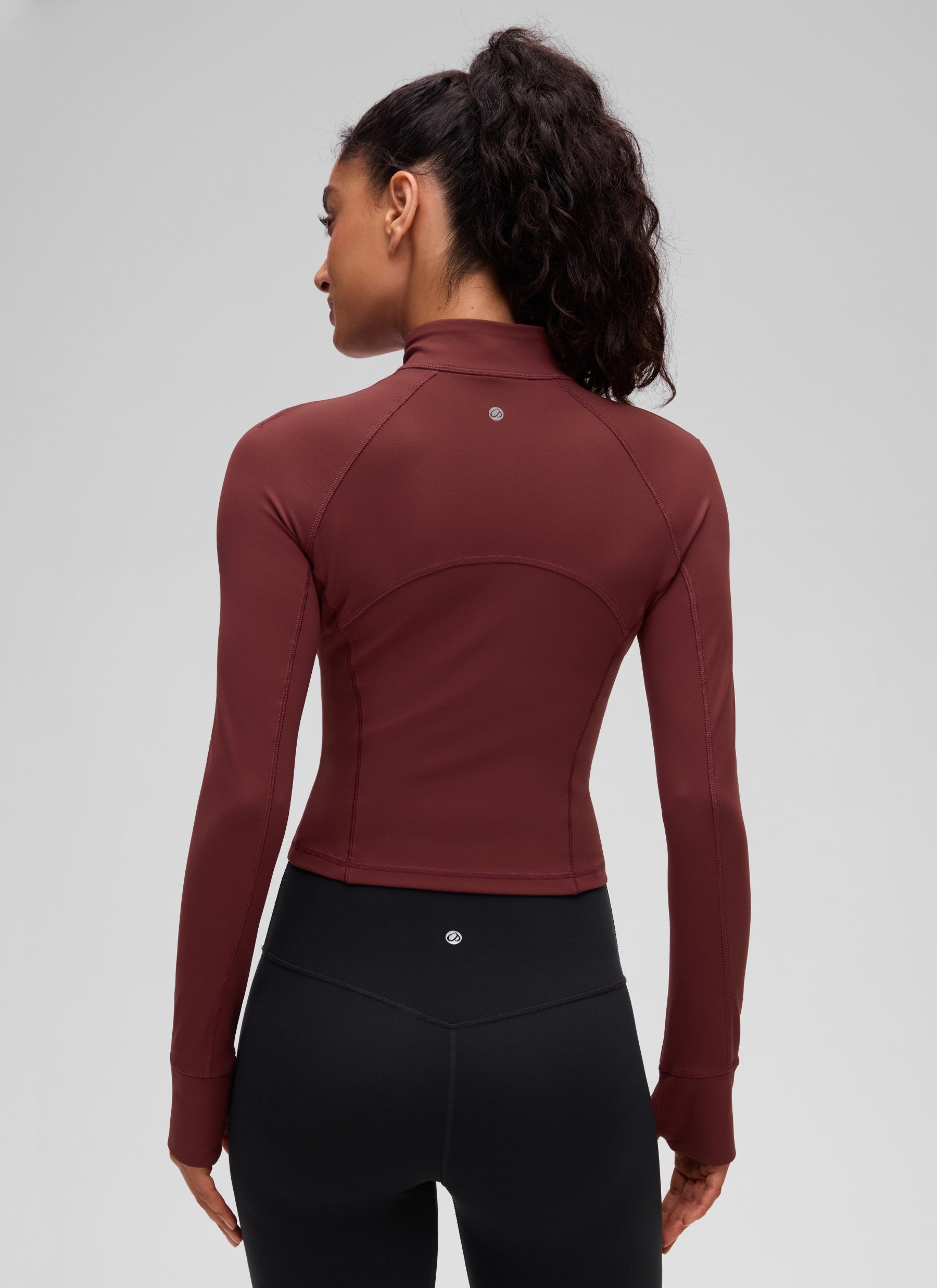 CRZ YOGA Damen Butterluxe Reißverschluss Langarmshirt mit Daumenloch Noctilucence rot