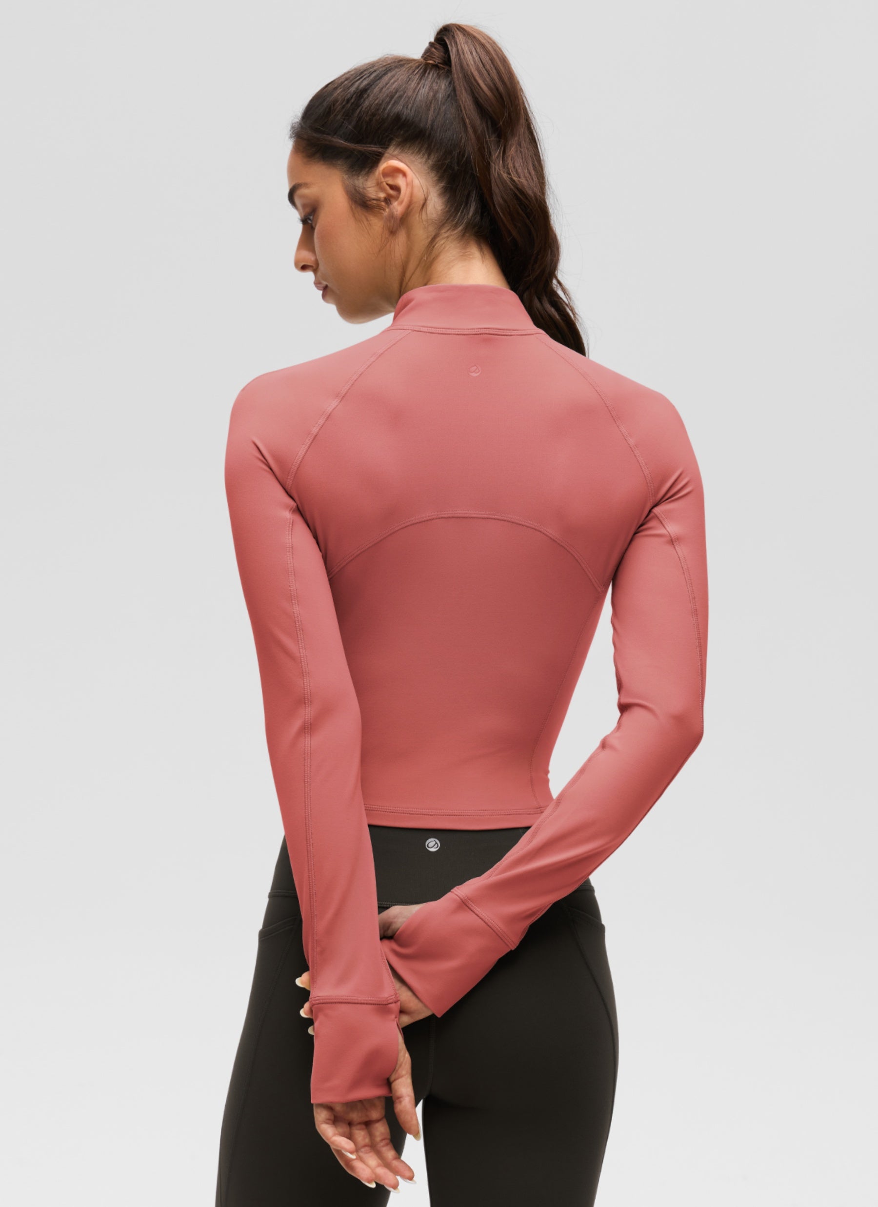 CRZ YOGA Damen Butterluxe Reißverschluss Langarmshirt mit Daumenloch Briar Rose