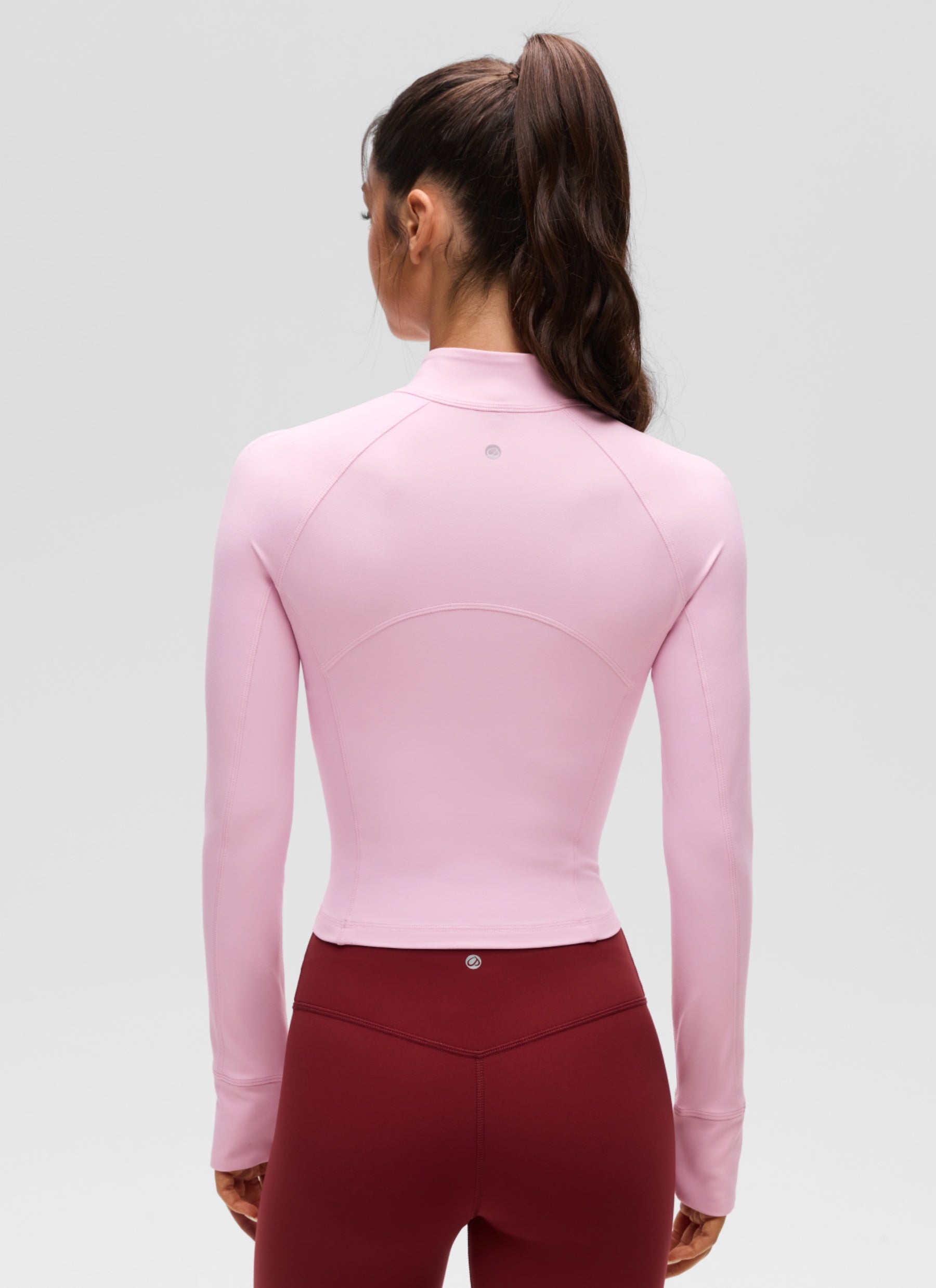 CRZ YOGA Damen Butterluxe Reißverschluss Langarmshirt mit Daumenloch Rosa Pfingstrose