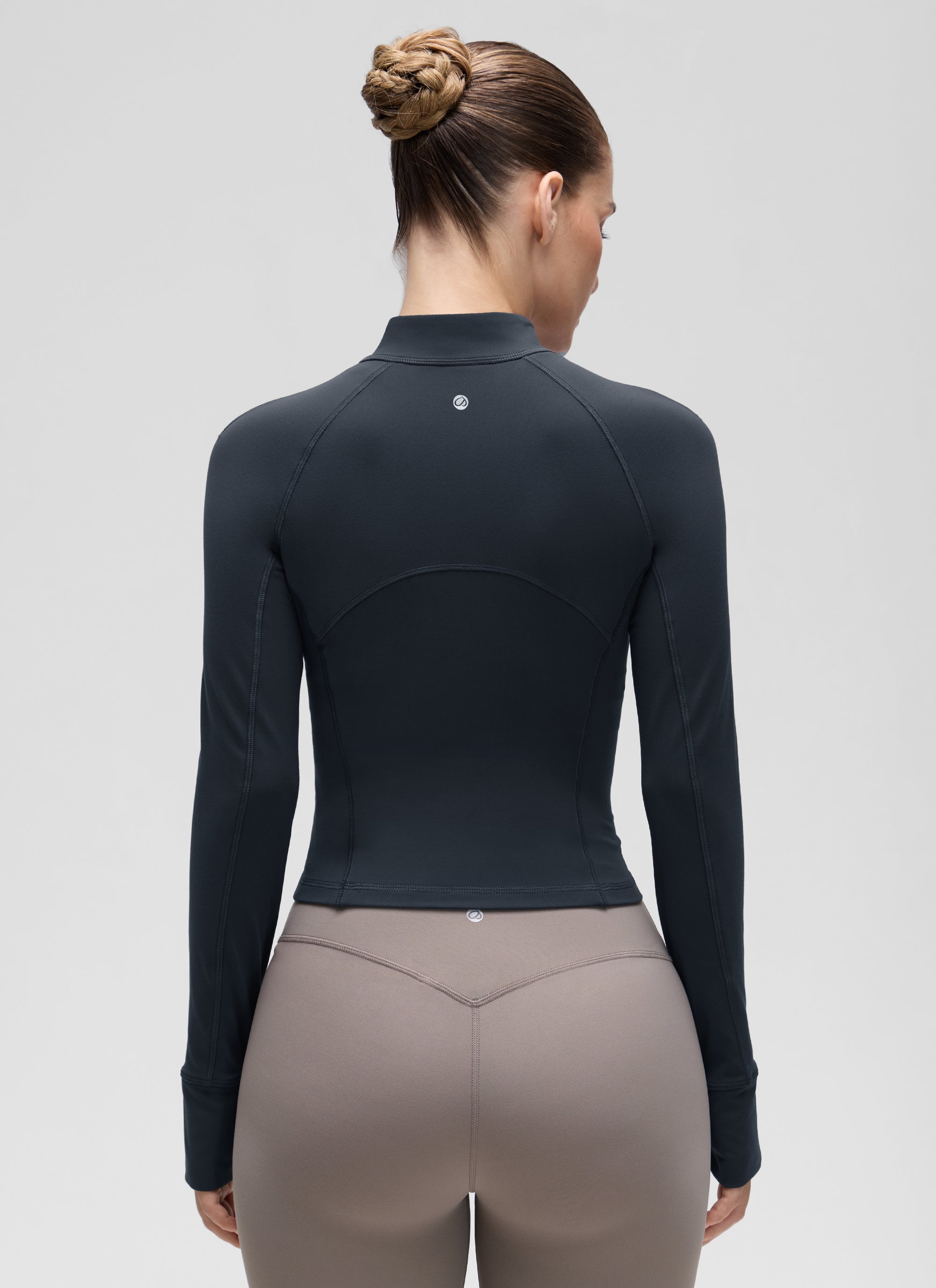 CRZ YOGA Damen Butterluxe Reißverschluss Langarmshirt mit Daumenloch Echte Marine