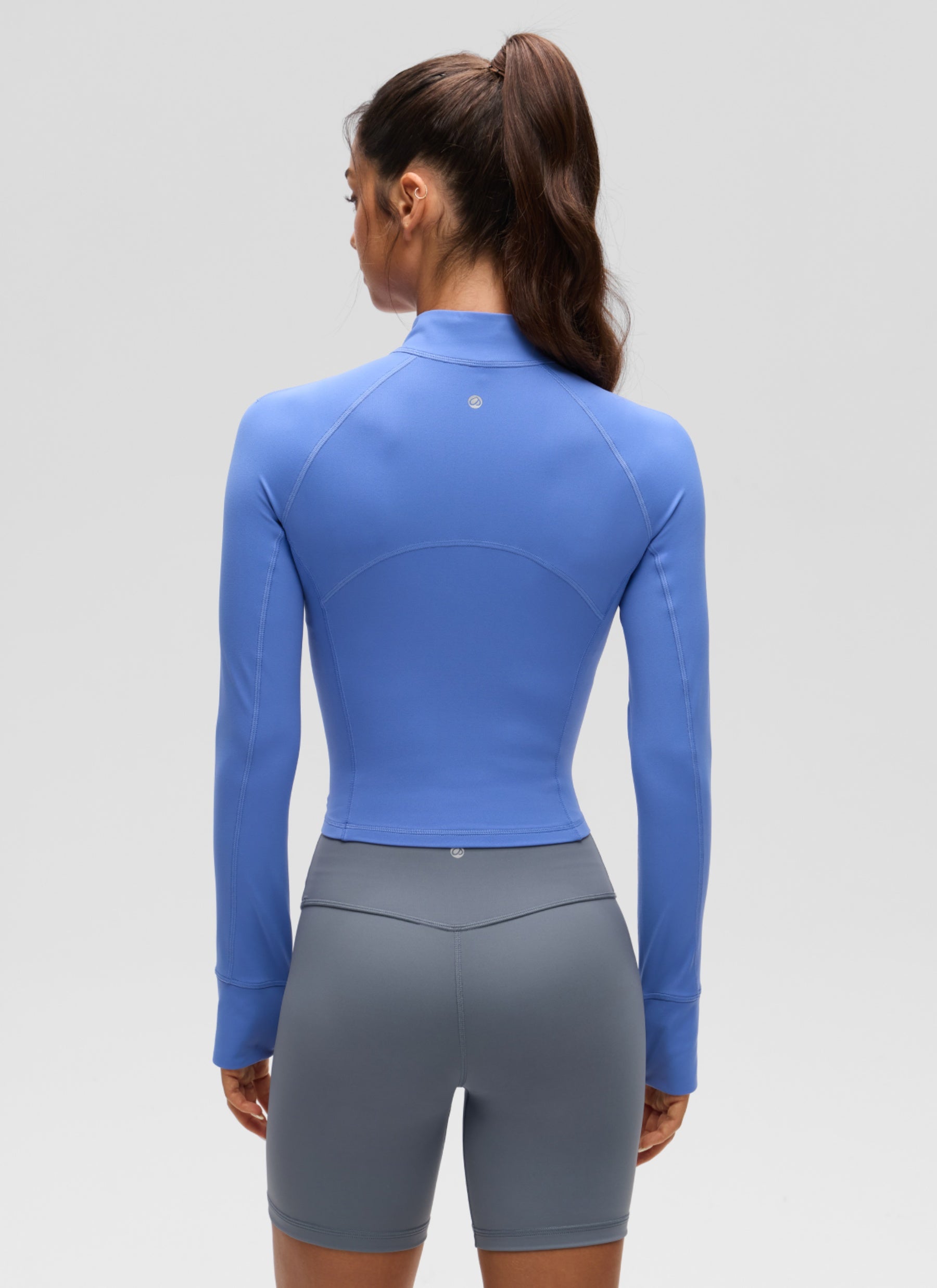 CRZ YOGA Damen Butterluxe Reißverschluss Langarmshirt mit Daumenloch Wildes Indigo