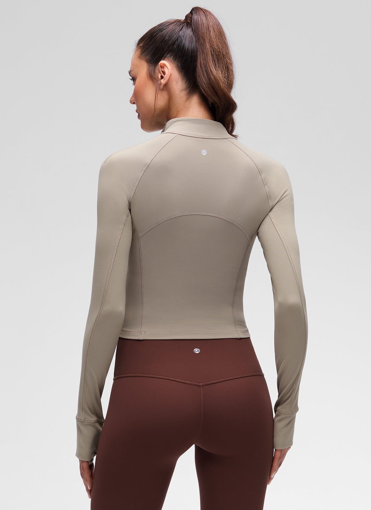 CRZ YOGA Damen Butterluxe Reißverschluss Langarmshirt mit Daumenloch Warmes Aschgrau