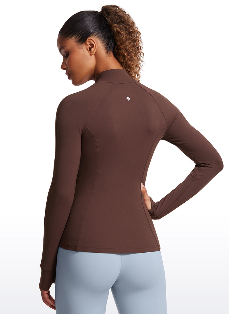 CRZ YOGA Damen Butterluxe Voller Reißverschluss Jacke mit Daumenloch Taupe