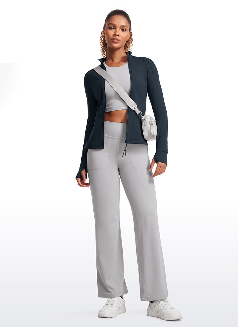 CRZ YOGA Damen Butterluxe Voller Reißverschluss Jacke mit Daumenloch Echte Marine