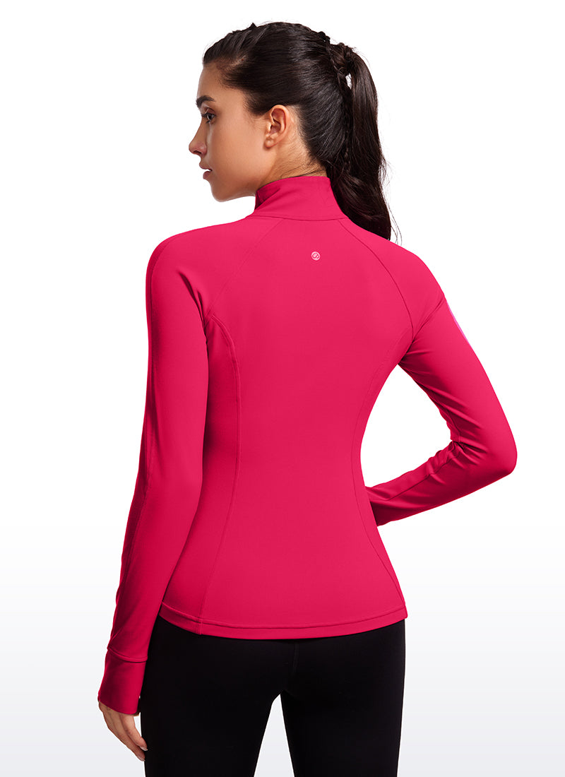 CRZ YOGA Damen Butterluxe Voller Reißverschluss Jacke mit Daumenloch Viva Magenta