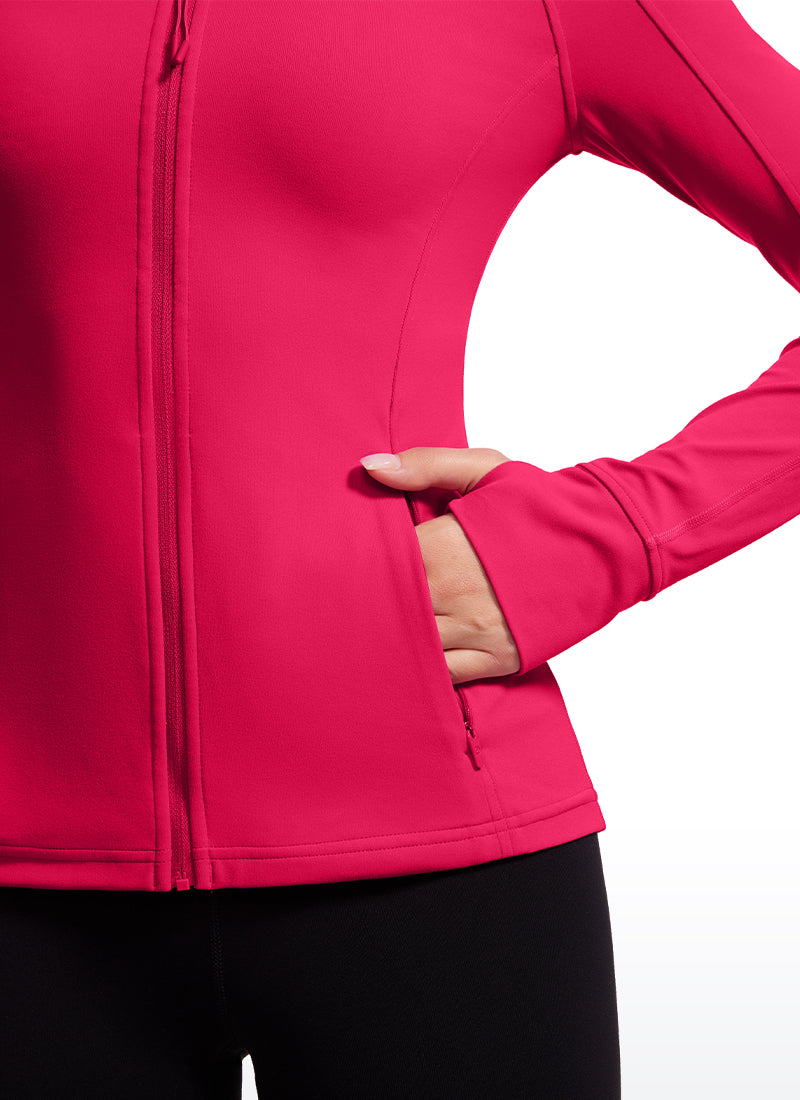 CRZ YOGA Damen Butterluxe Voller Reißverschluss Jacke mit Daumenloch Viva Magenta
