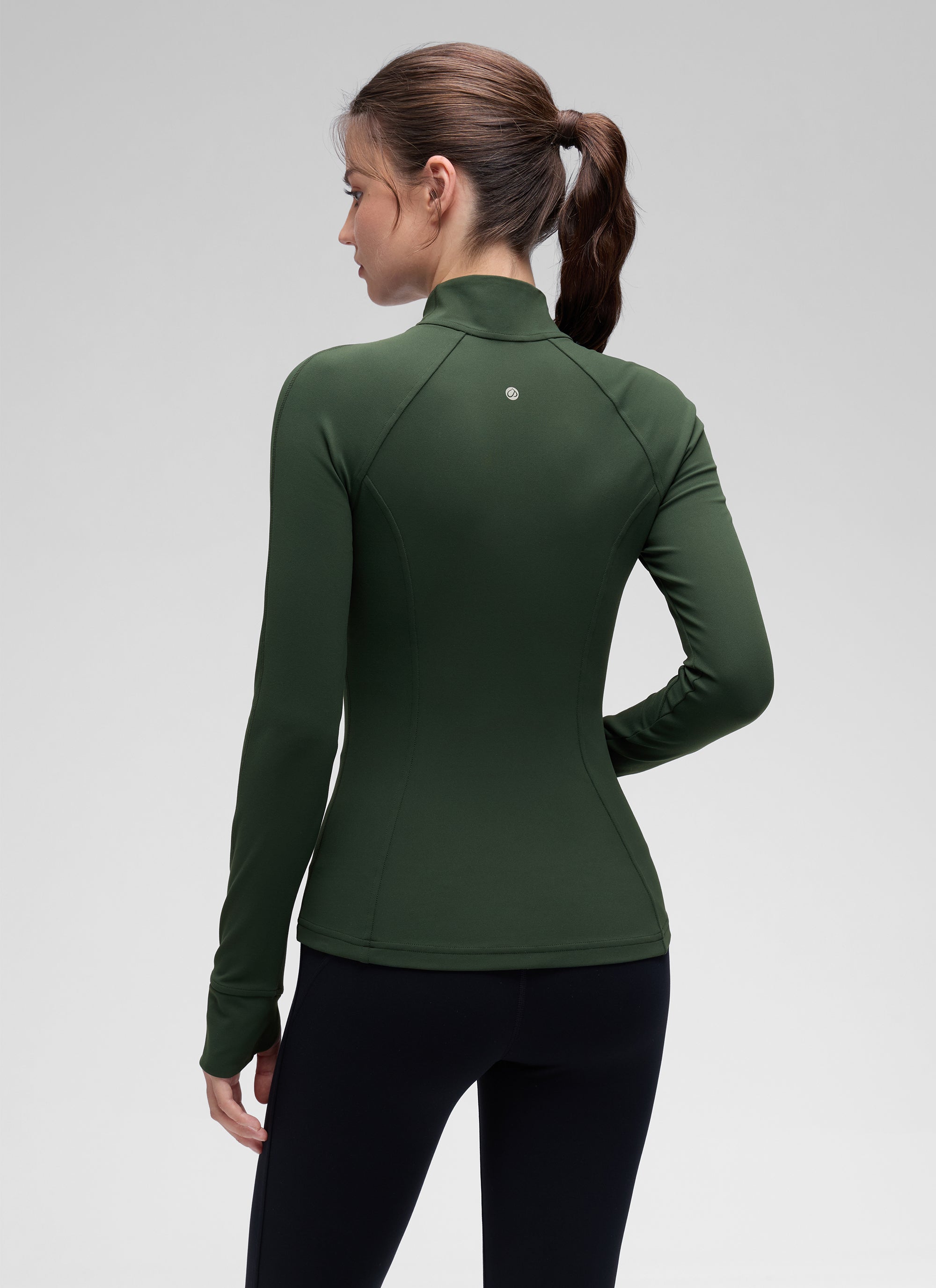CRZ YOGA Damen Butterluxe Voller Reißverschluss Jacke mit Daumenloch Legende Grün