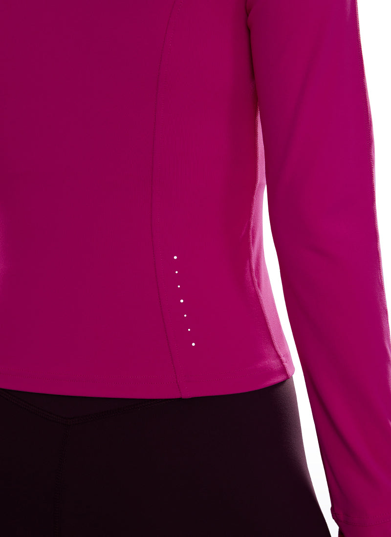 CRZ YOGA Damen Butterluxe Full Zipper Sport Jacke mit Daumenloch Hibiskus-Purpur