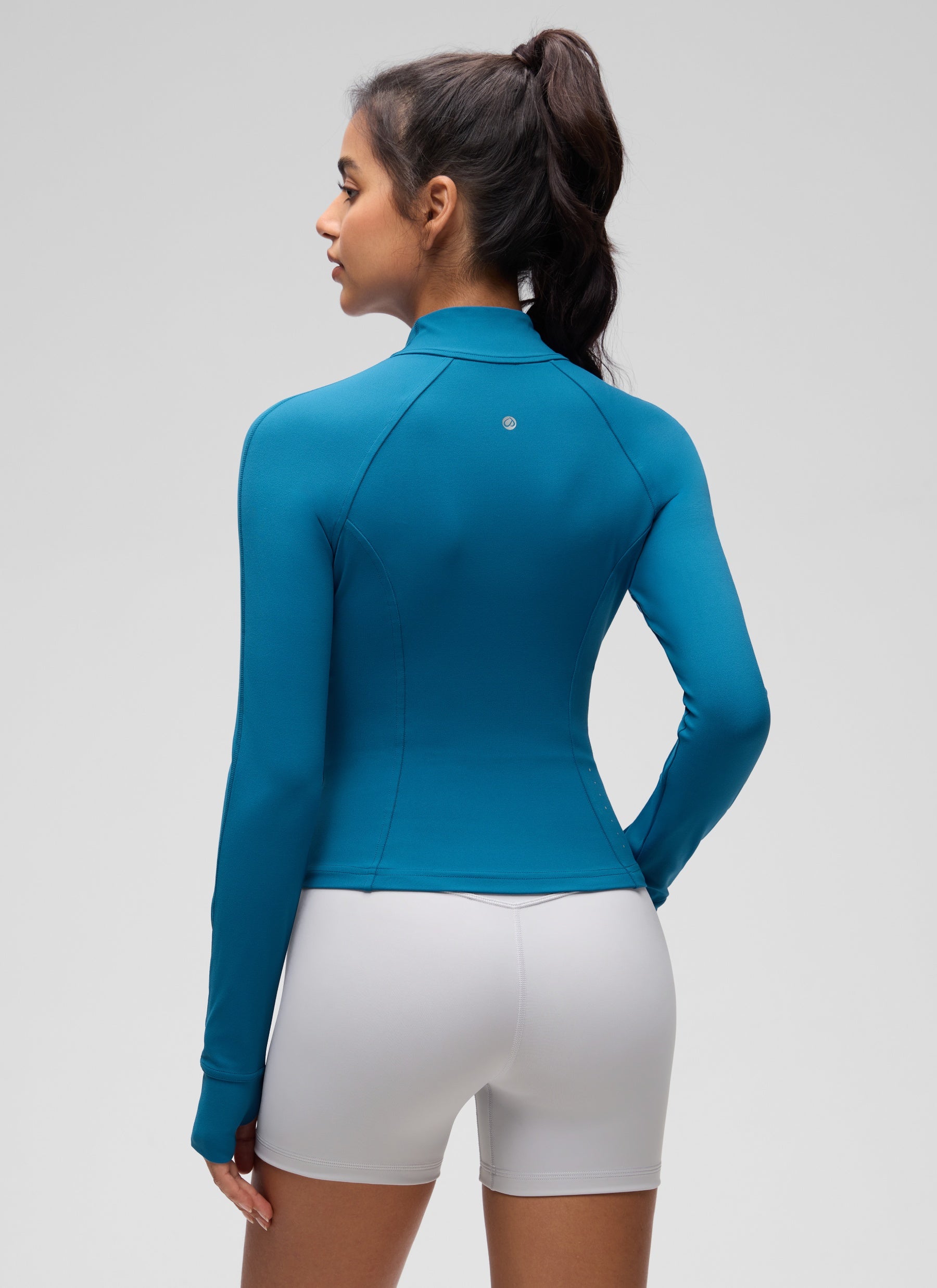 CRZ YOGA Damen Butterluxe Full Zipper Sport Jacke mit Daumenloch Superschallblau