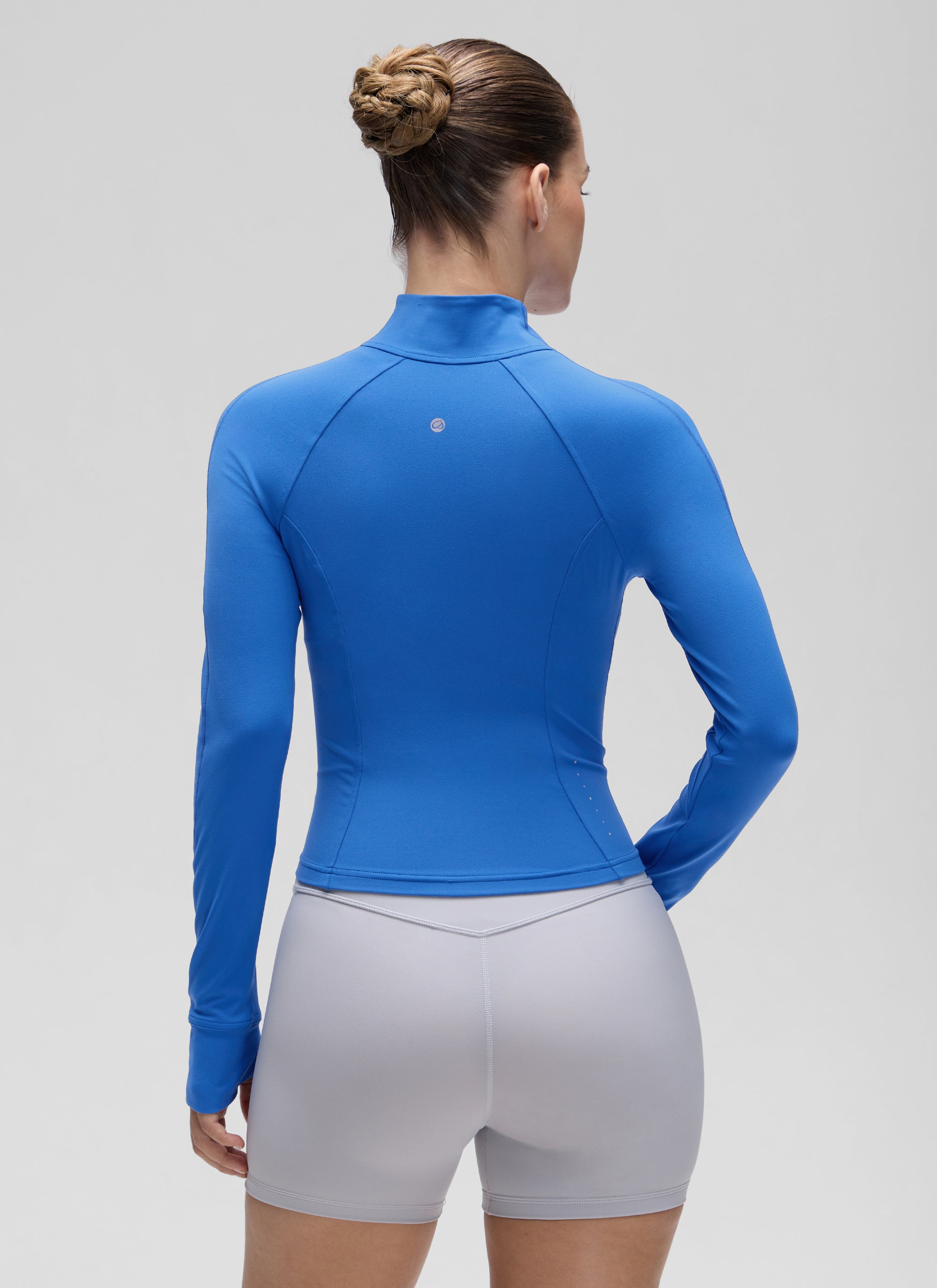 CRZ YOGA Damen Butterluxe Full Zipper Sport Jacke mit Daumenloch Funkelndes Blau