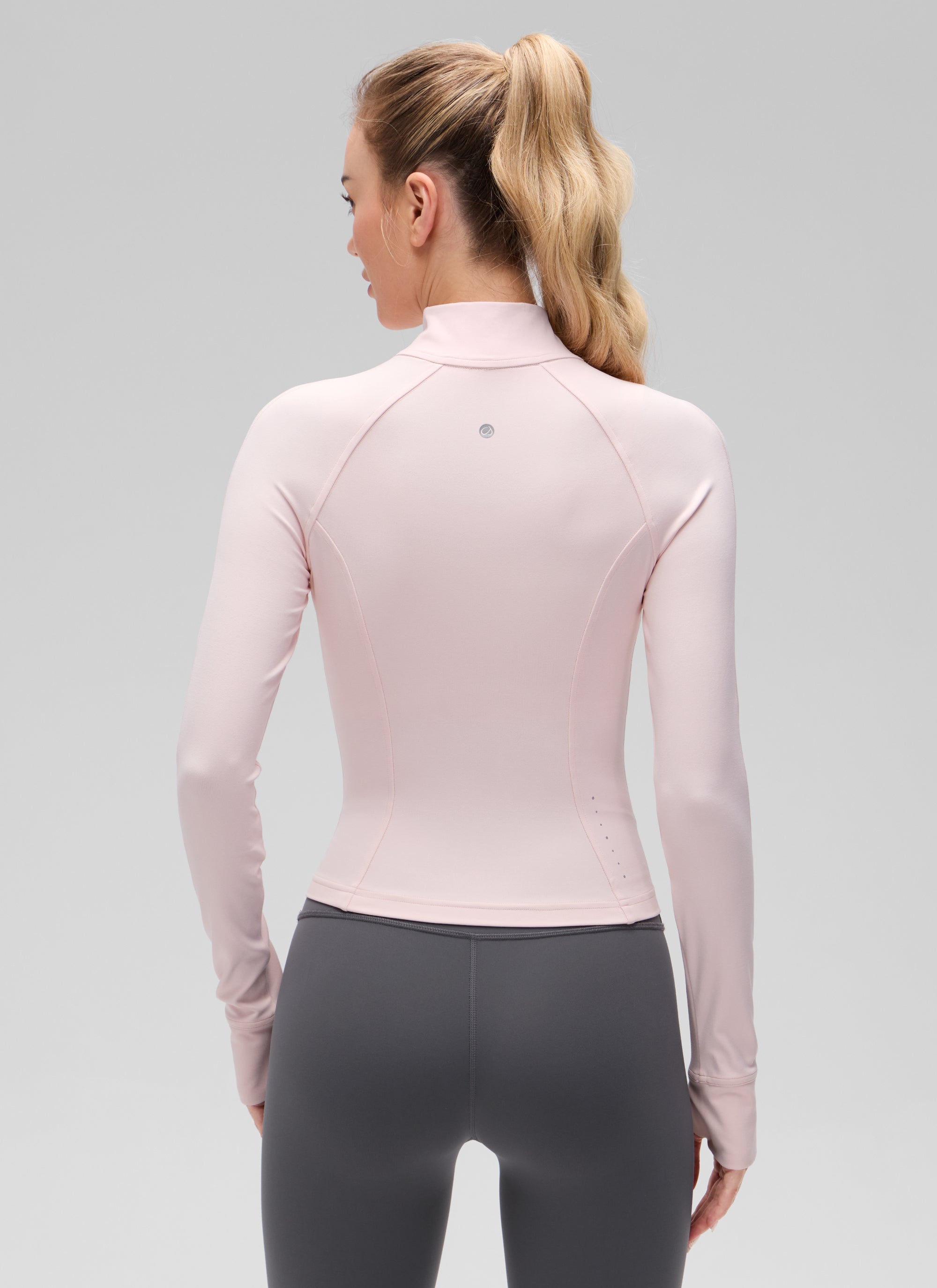CRZ YOGA Damen Butterluxe Full Zipper Sport Jacke mit Daumenloch Erdbeerrosa