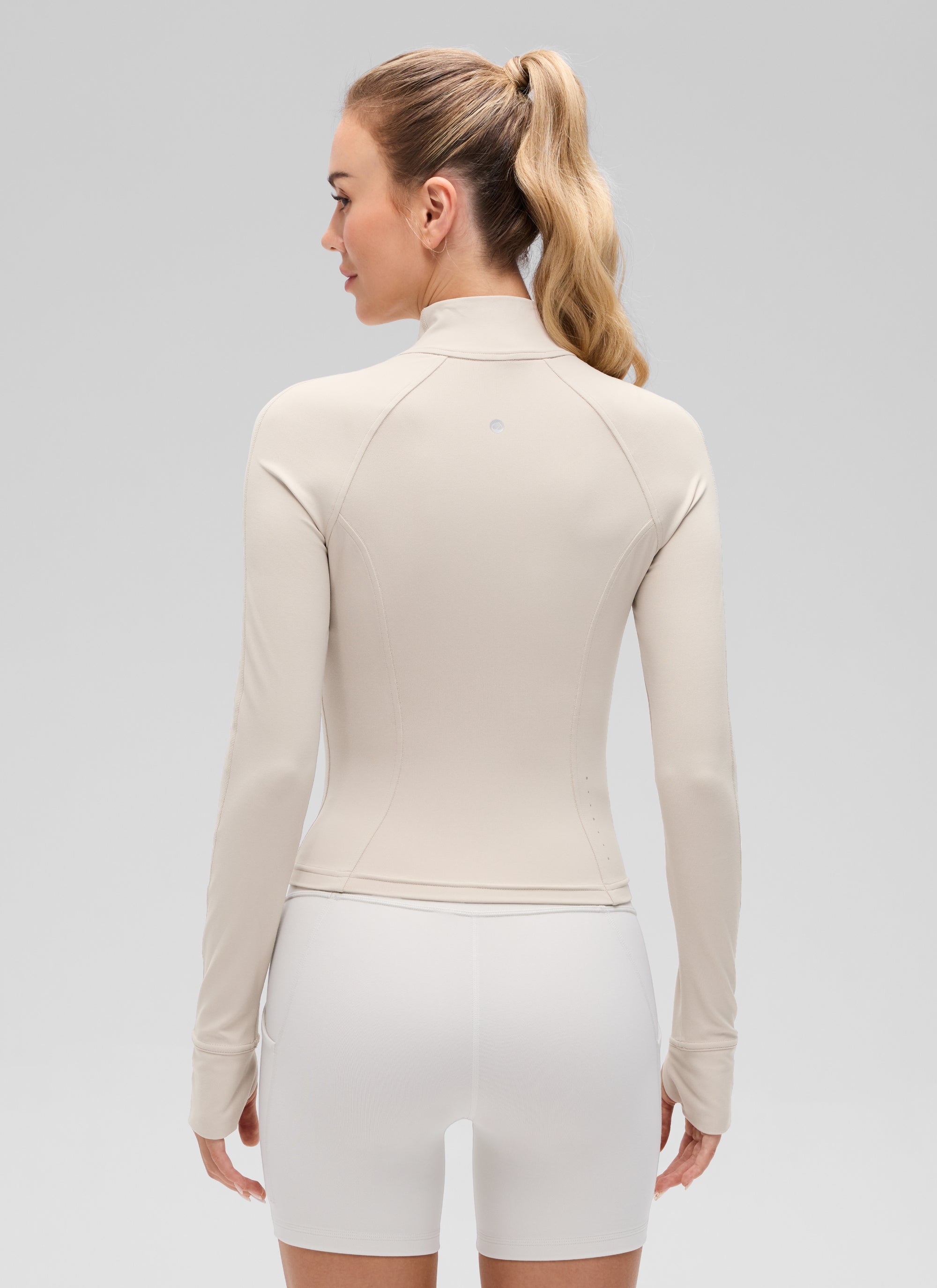 CRZ YOGA Damen Butterluxe Full Zipper Sport Jacke mit Daumenloch Mojave-Braun