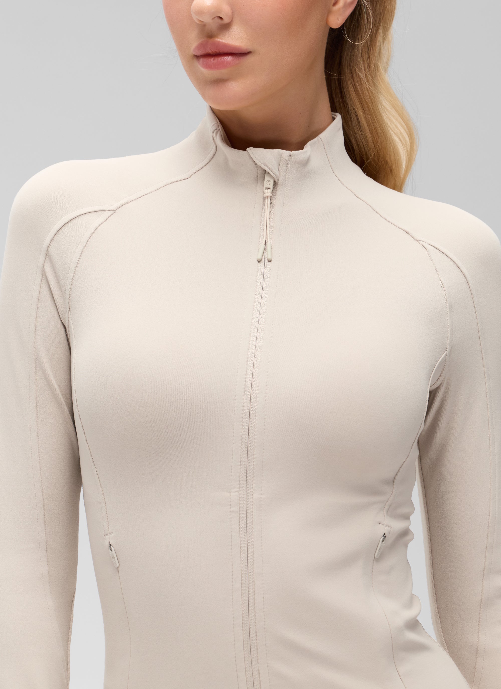 CRZ YOGA Damen Butterluxe Full Zipper Sport Jacke mit Daumenloch Mojave-Braun