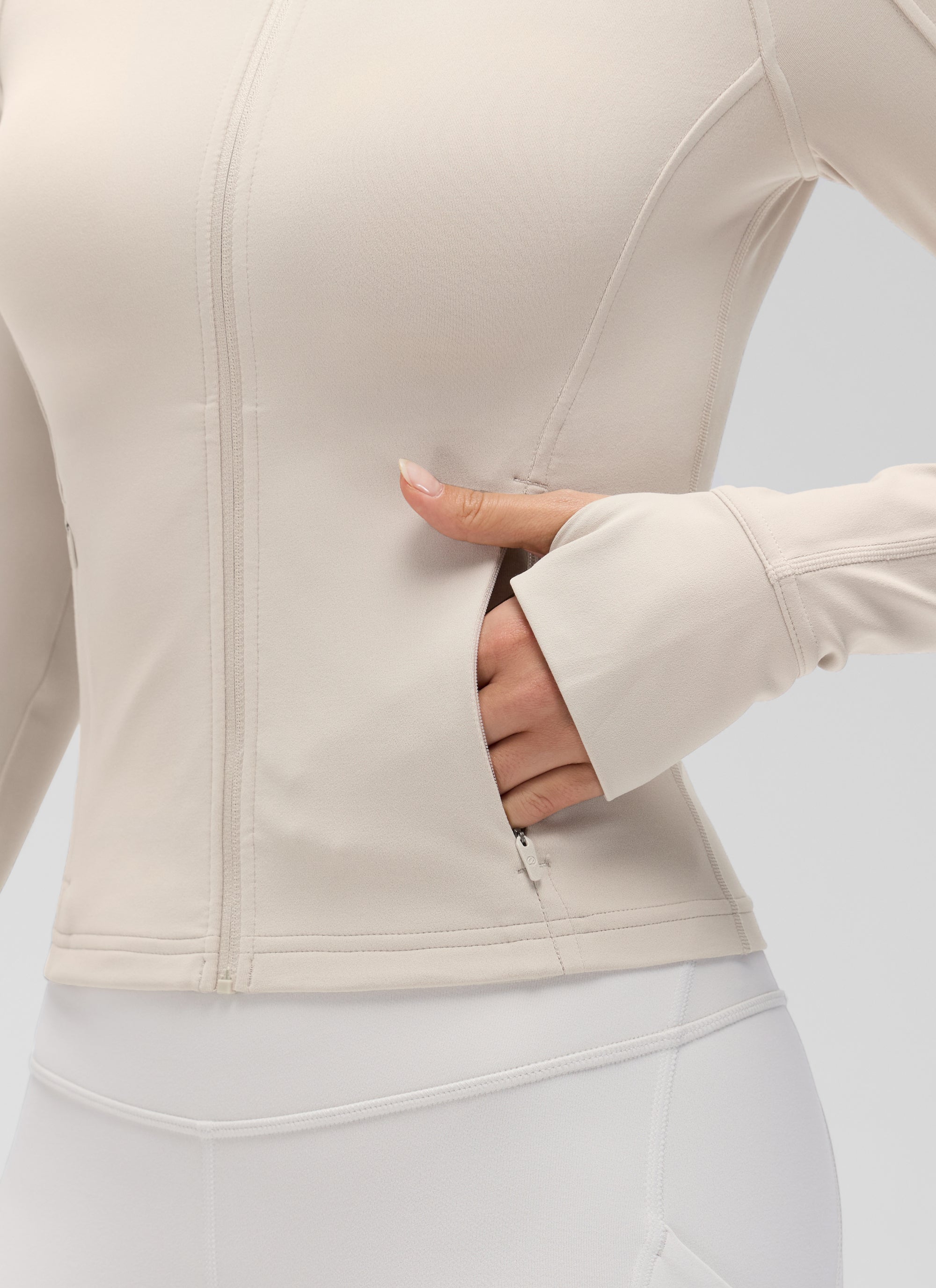 CRZ YOGA Damen Butterluxe Full Zipper Sport Jacke mit Daumenloch Mojave-Braun