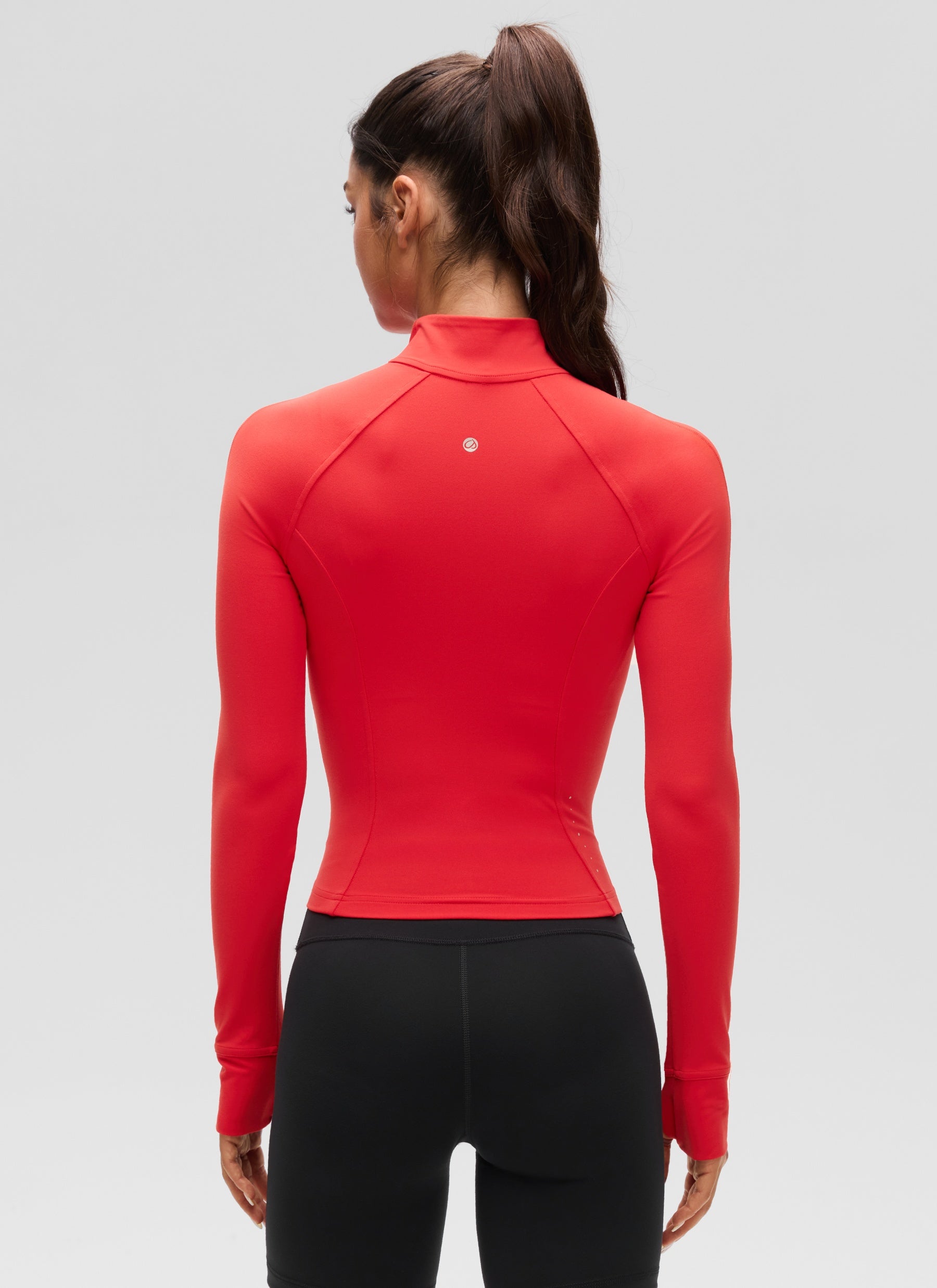 CRZ YOGA Damen Butterluxe Full Zipper Sport Jacke mit Daumenloch Tiefrot