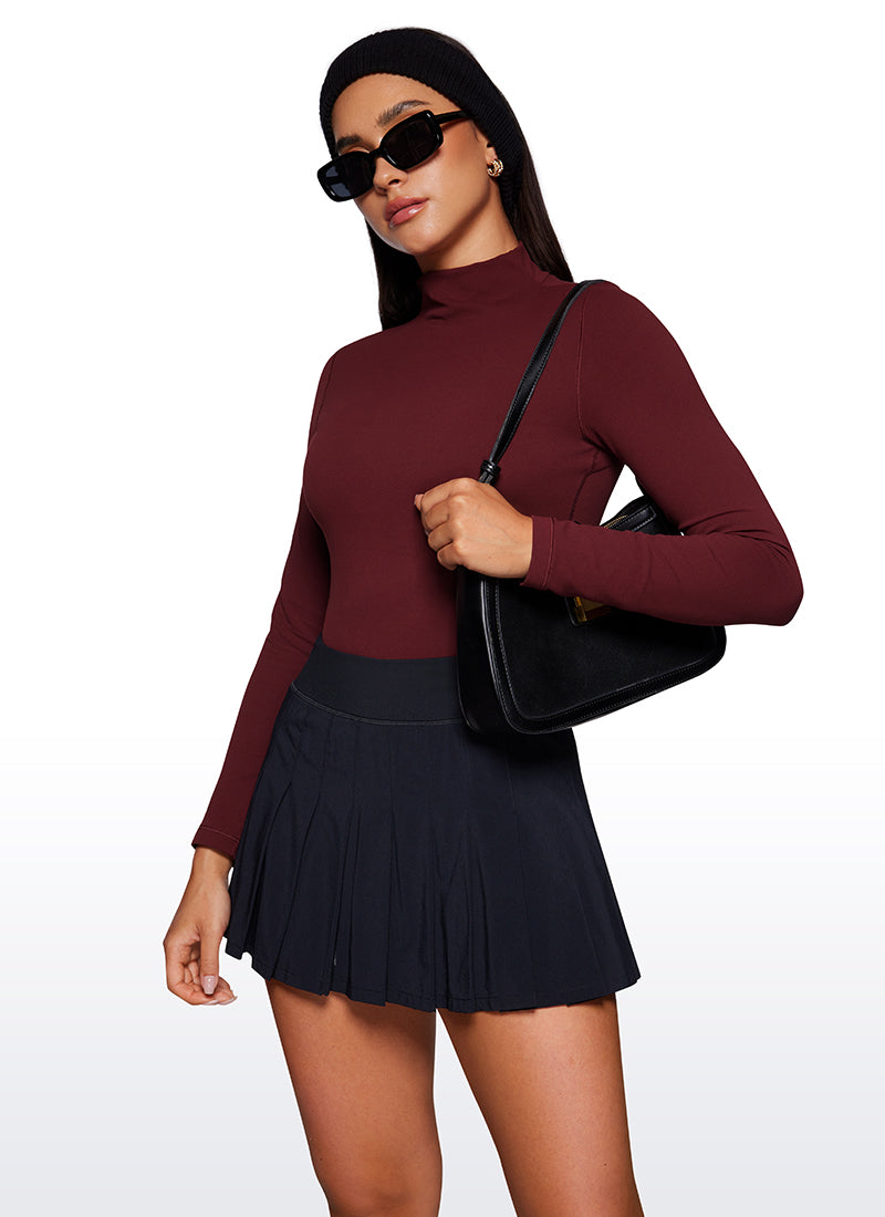 CRZ YOGA Butterluxe Damen Rollkragen Crop Pullover Langarmshirt Roter Merlot