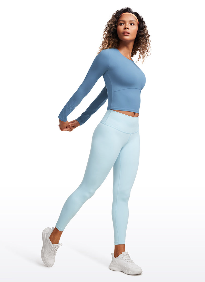 CRZ YOGA Damen Rundhalsausschnitte Leichtes Langarm Shirt Universum Blau
