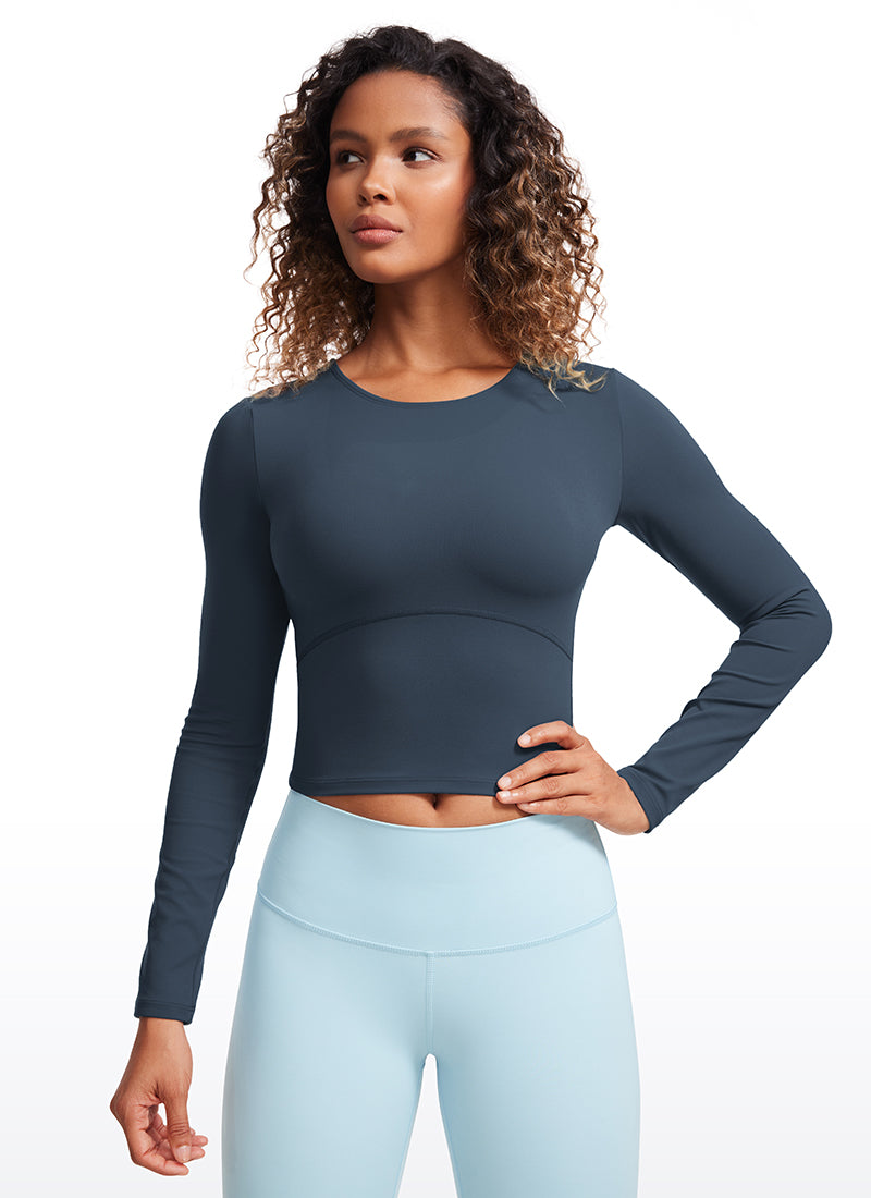 CRZ YOGA Damen Rundhalsausschnitte Leichtes Langarm Shirt Sternenlicht