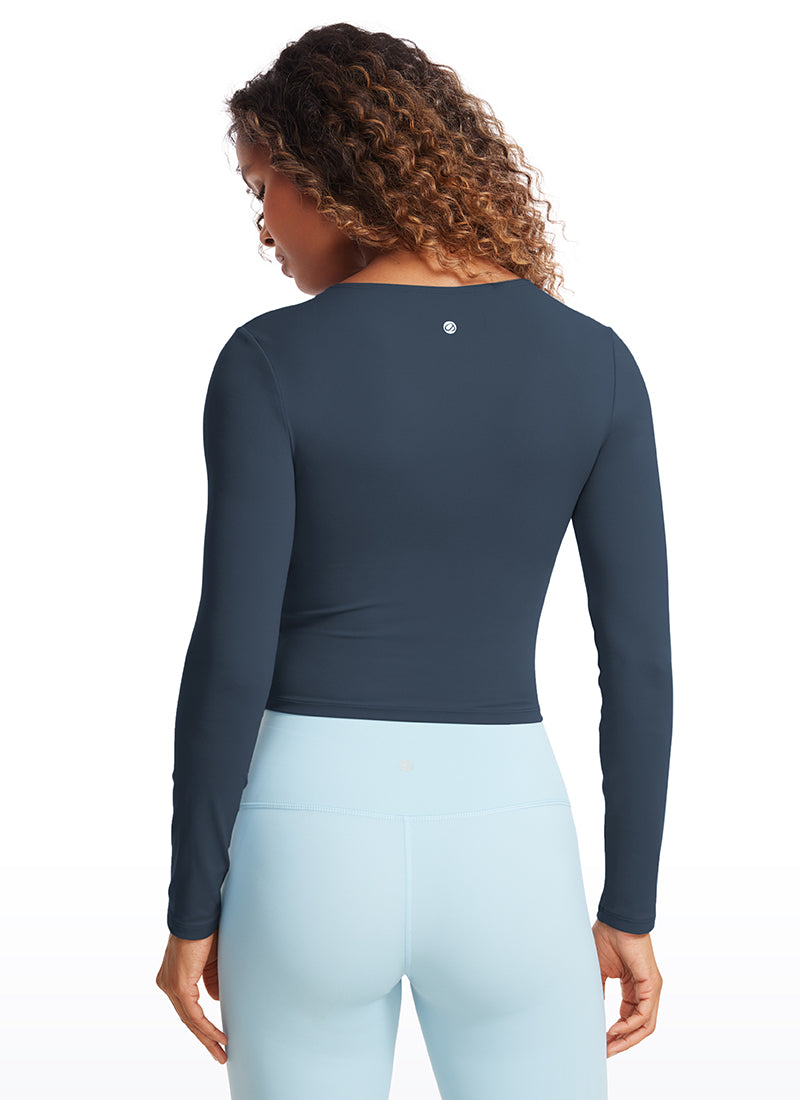 CRZ YOGA Damen Rundhalsausschnitte Leichtes Langarm Shirt Sternenlicht