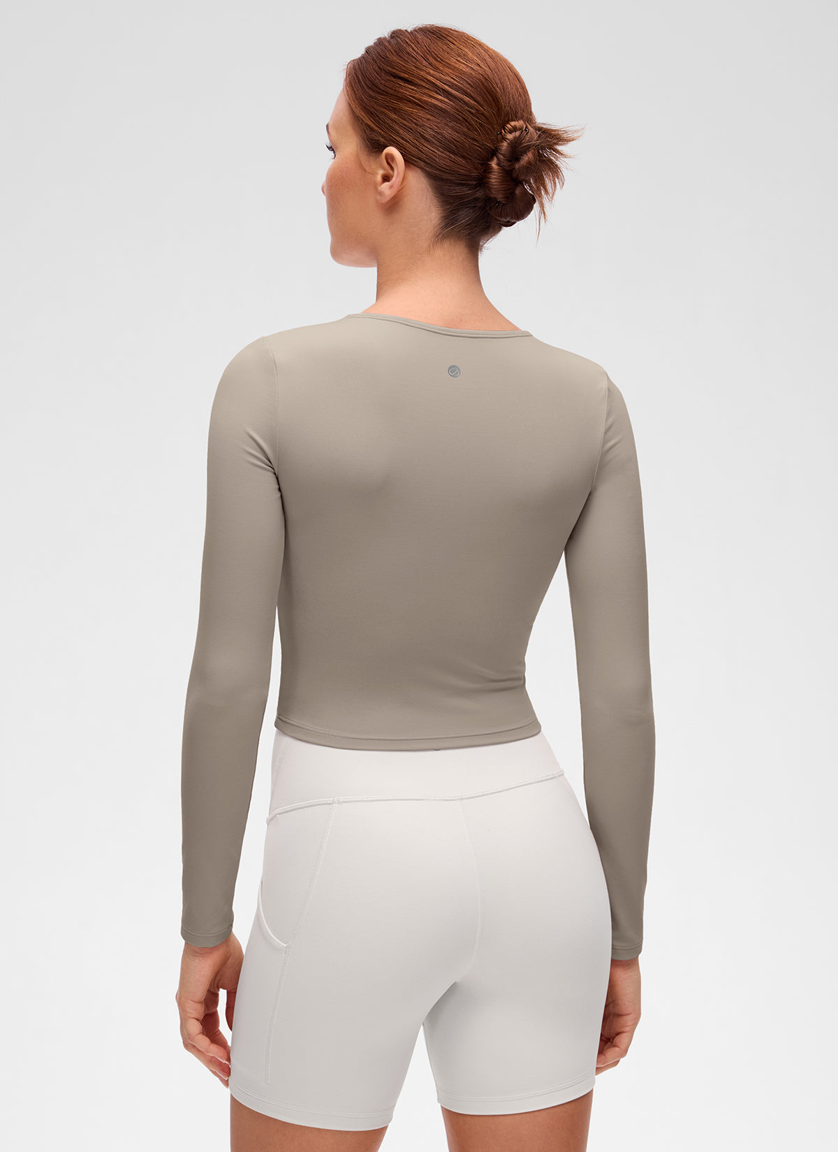 CRZ YOGA Damen Rundhalsausschnitte Leichtes Langarm Shirt Warmes Aschgrau