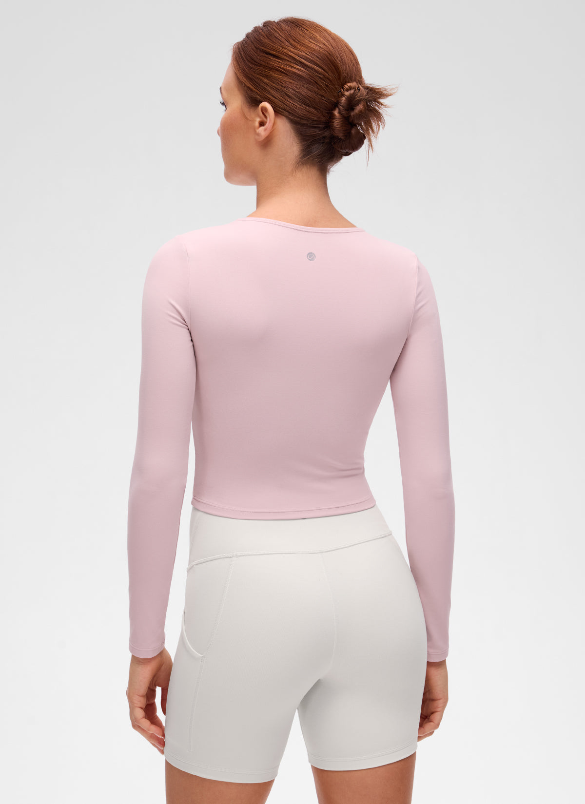 CRZ YOGA Damen Rundhalsausschnitte Leichtes Langarm Shirt Rosa Haze