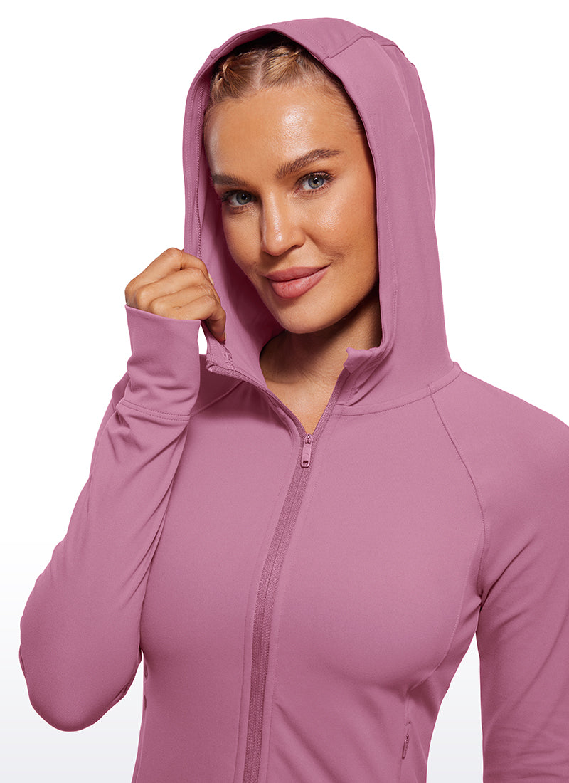 CRZ YOGA Damen Butterluxe Kapuzenpullover Hoodie Zip Up mit Daumenloch Samtstaub