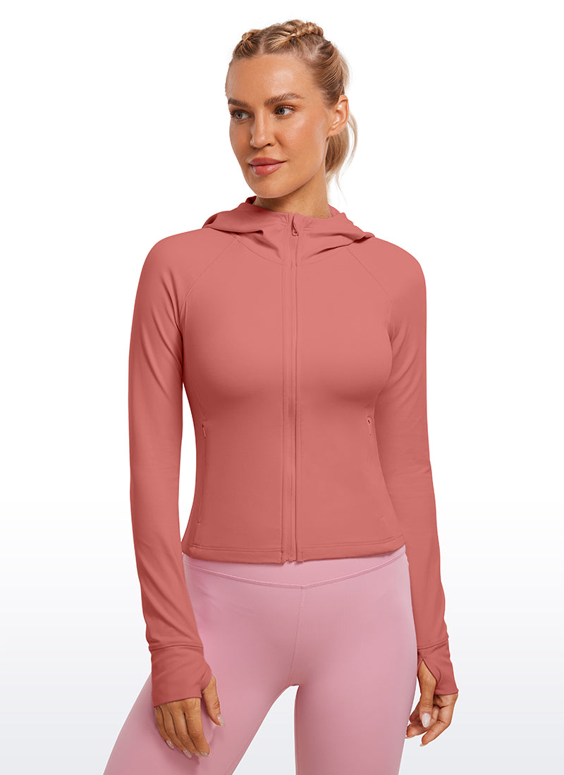 CRZ YOGA Damen Butterluxe Kapuzenpullover Hoodie Zip Up mit Daumenloch Briar Rose