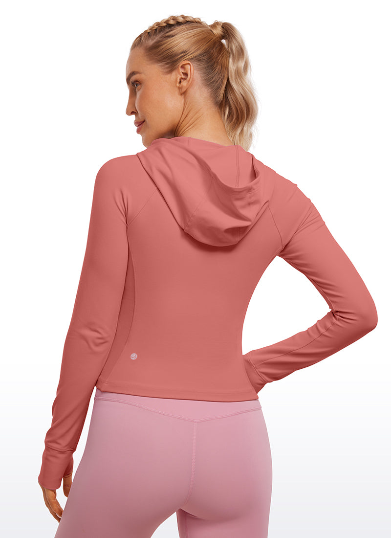 CRZ YOGA Damen Butterluxe Kapuzenpullover Hoodie Zip Up mit Daumenloch Briar Rose