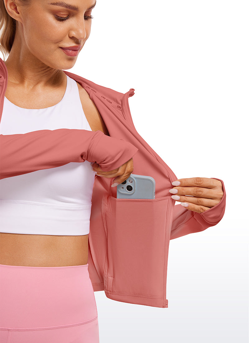 CRZ YOGA Damen Butterluxe Kapuzenpullover Hoodie Zip Up mit Daumenloch Briar Rose