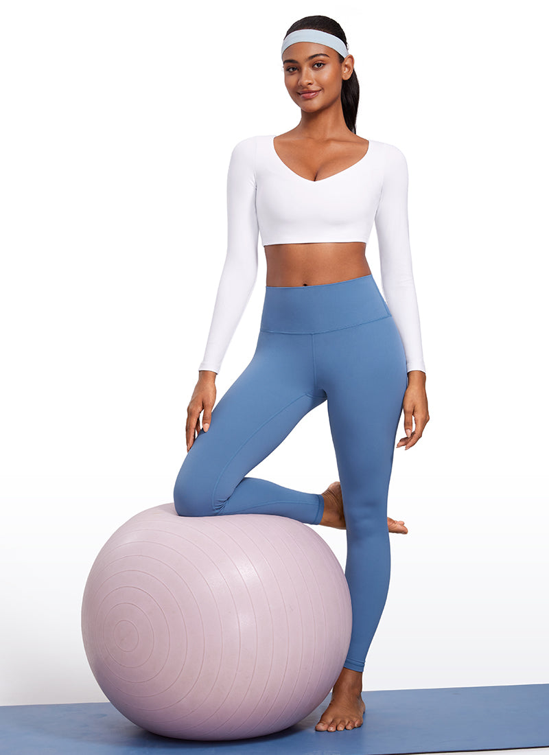 CRZ YOGA Damen Butterluxe Doppelt Gefüttert  V-Ausschnitt Cropped Hemd Weiss